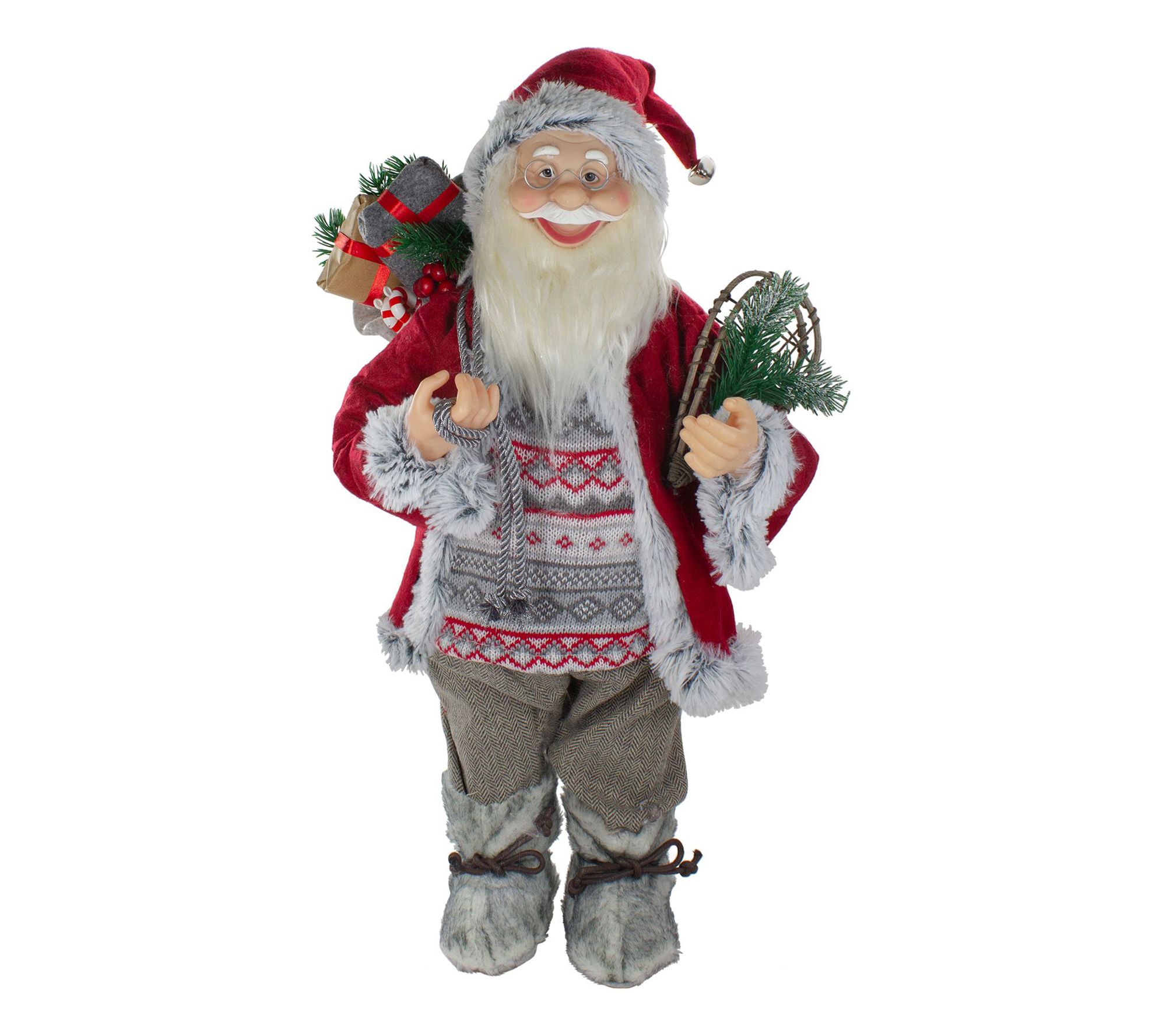 Northlight 2' Standing Santa Carrying Snow Shoe& Presents