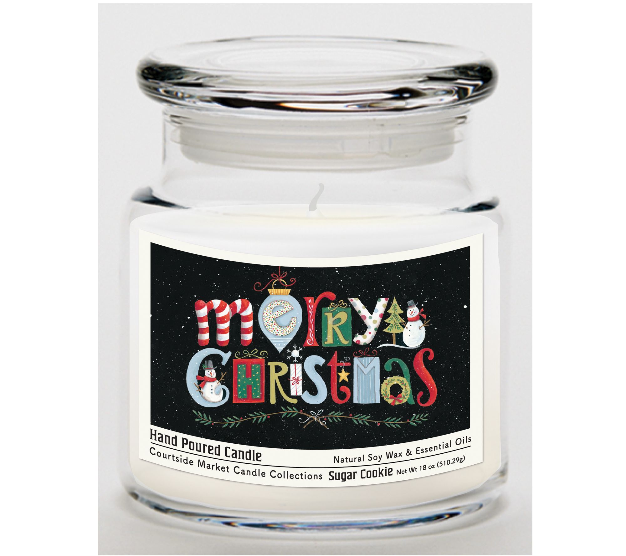 Courtside Market Merry Christmas Candle Glass Jar 18 oz