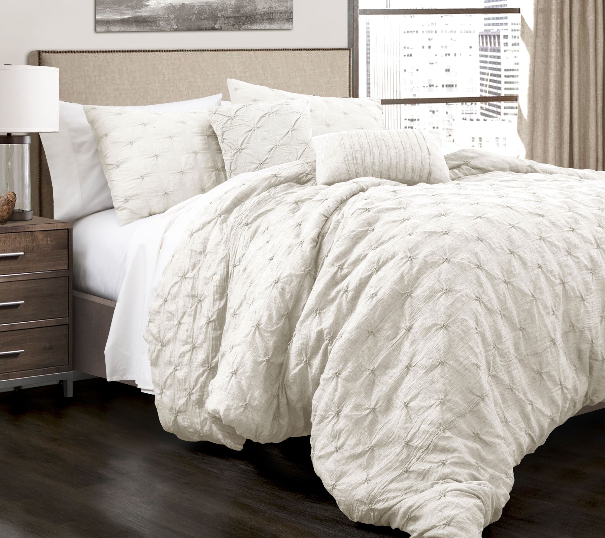 Ravello Pinktuck 5-Pc Full/Queen Comforter Setby Lush Decor