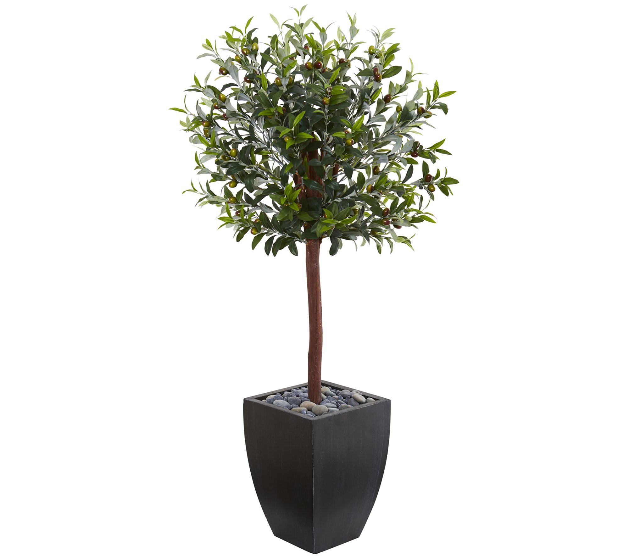 4.5' Olive Topiary Tree in Planter by Nearly Natural