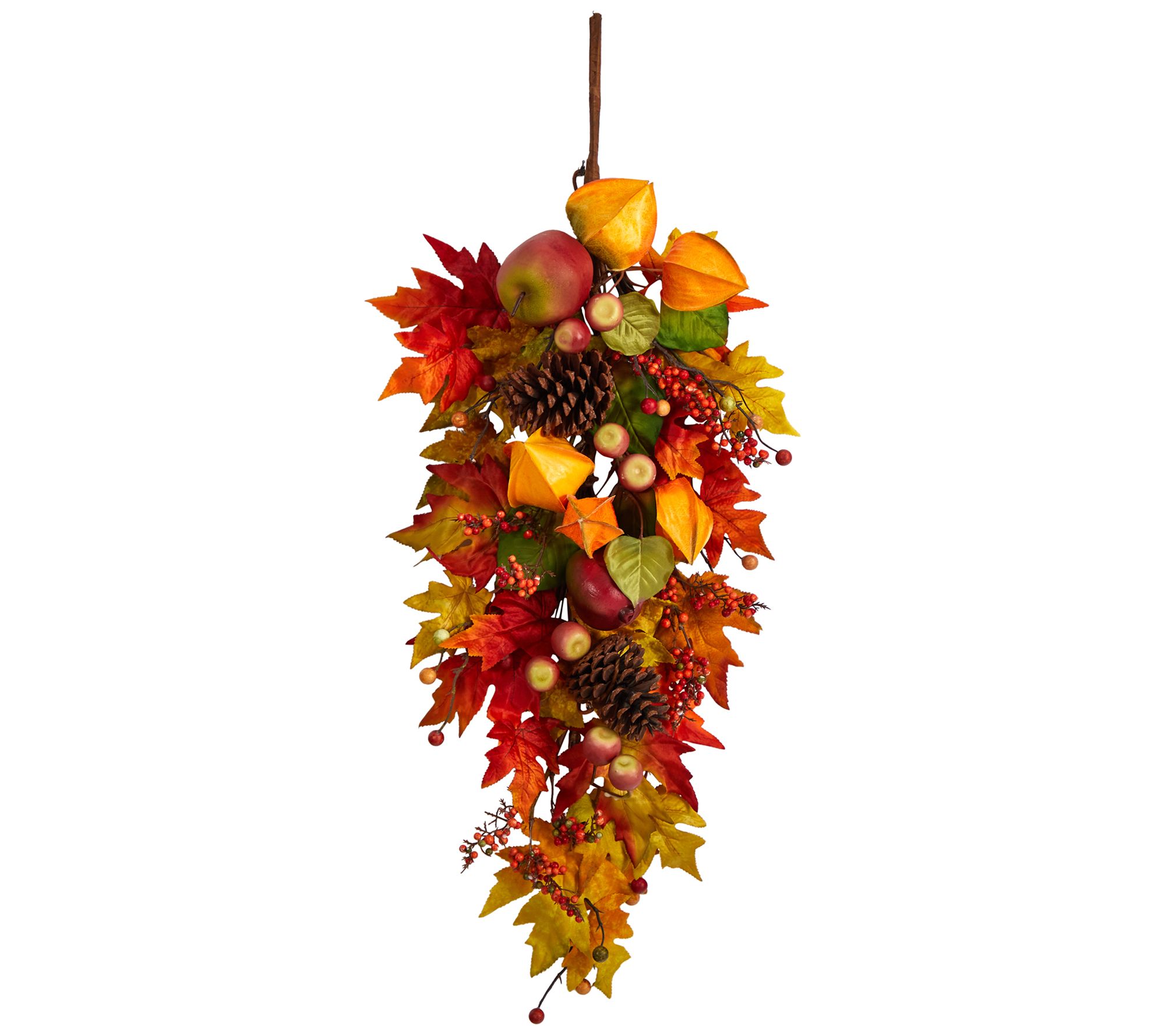 Nearly Natural 35" Autumn Maple Leaf & Berries Fall Teardrop