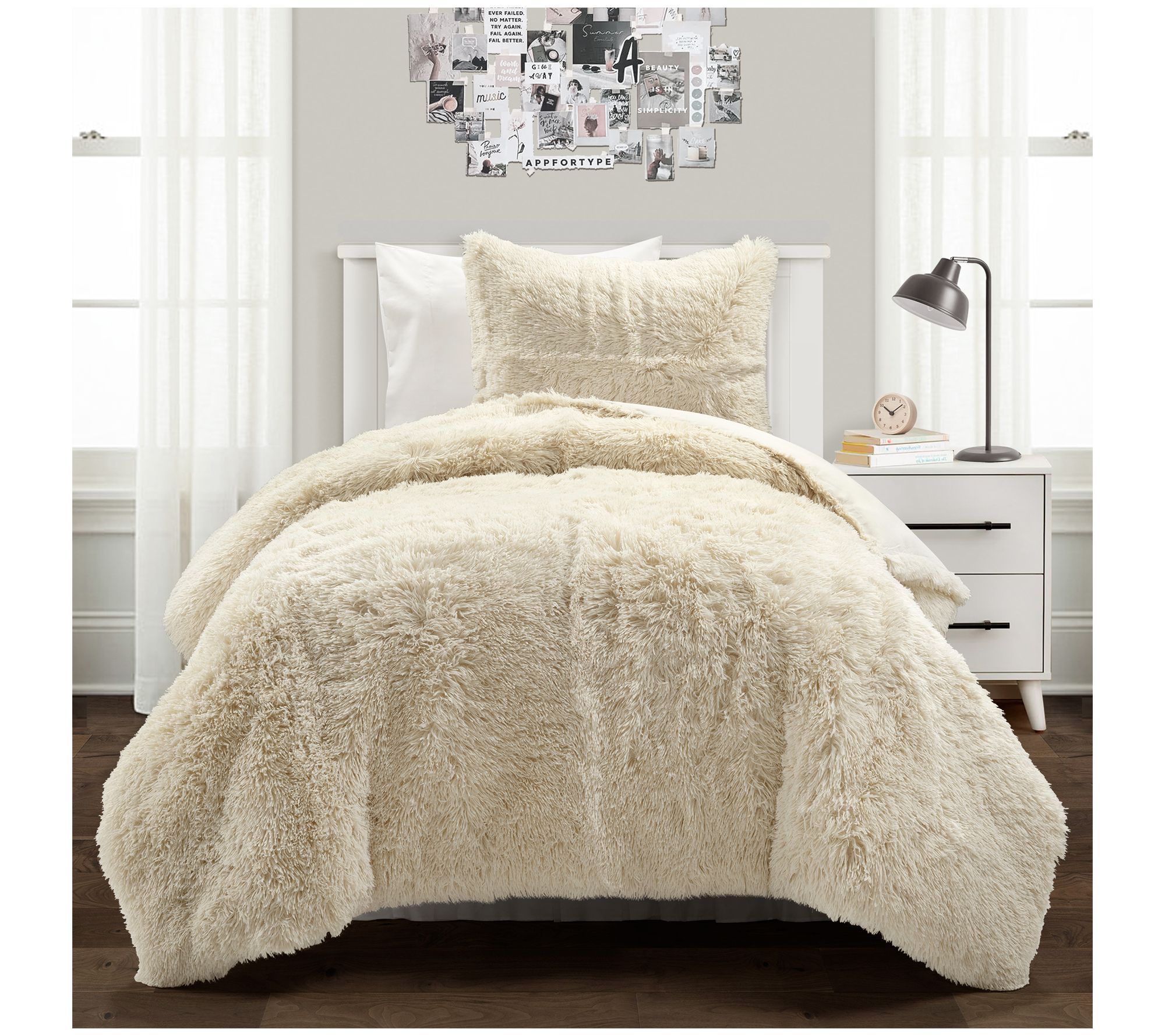 Emma Faux Fur Oversized 2-pc Twin XL by Lush Decor