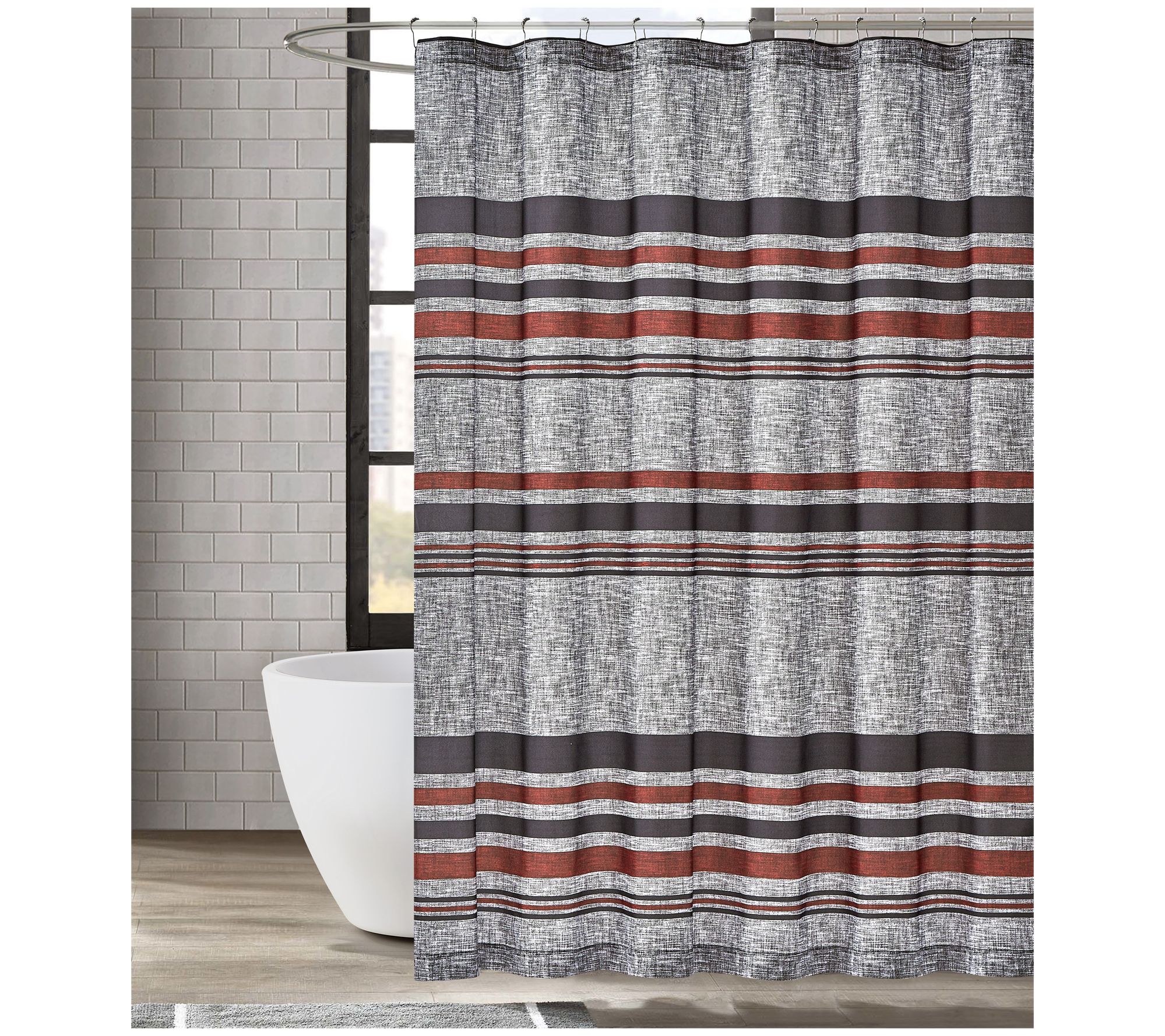 London Fog Warren Stripe 72" Square Shower Curtain