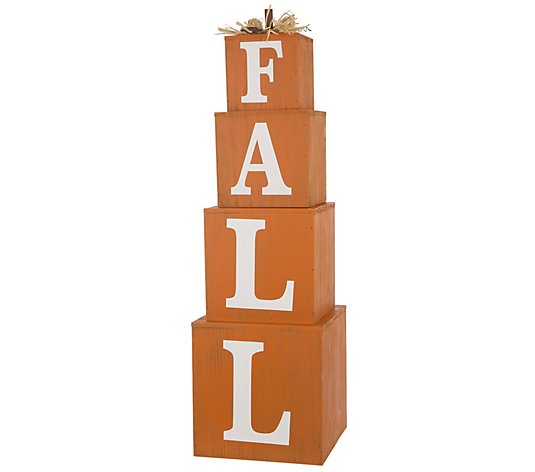 Glitzhome Wooden FALL Nested Stacking Box Indoor/Outdoor Decor
