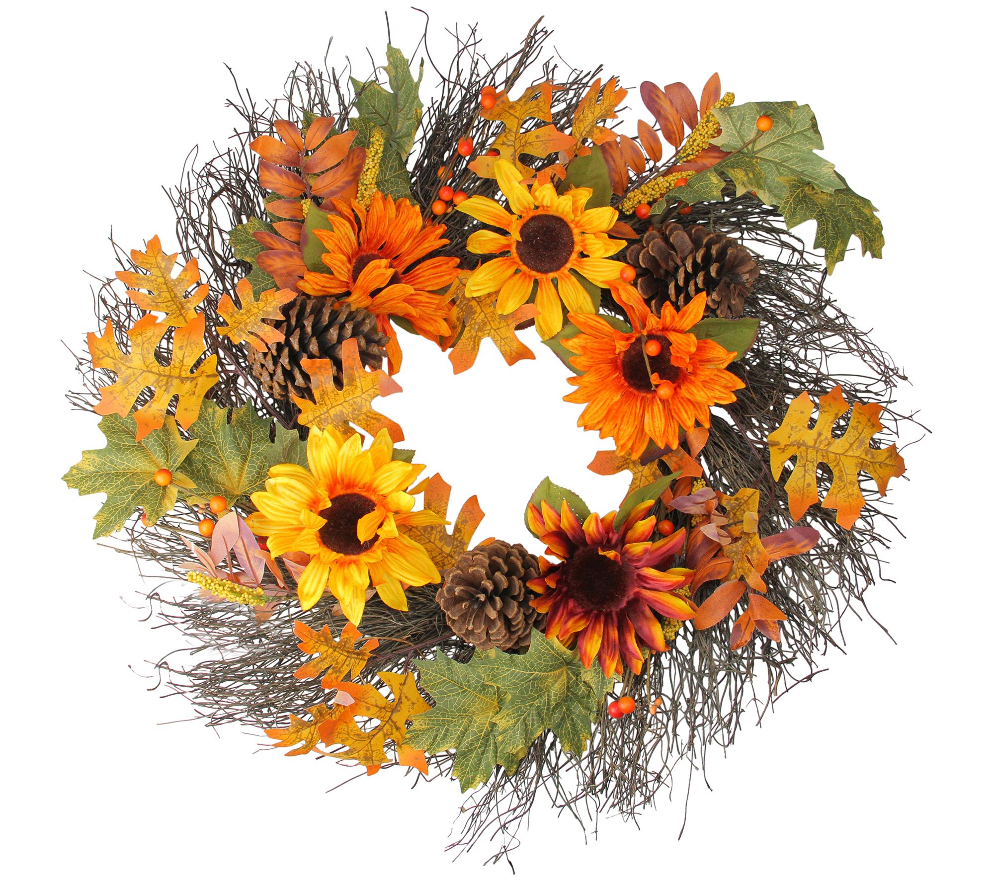 Northlight Sunflowers & Pine Cones ThanksgivingWreath - 24"