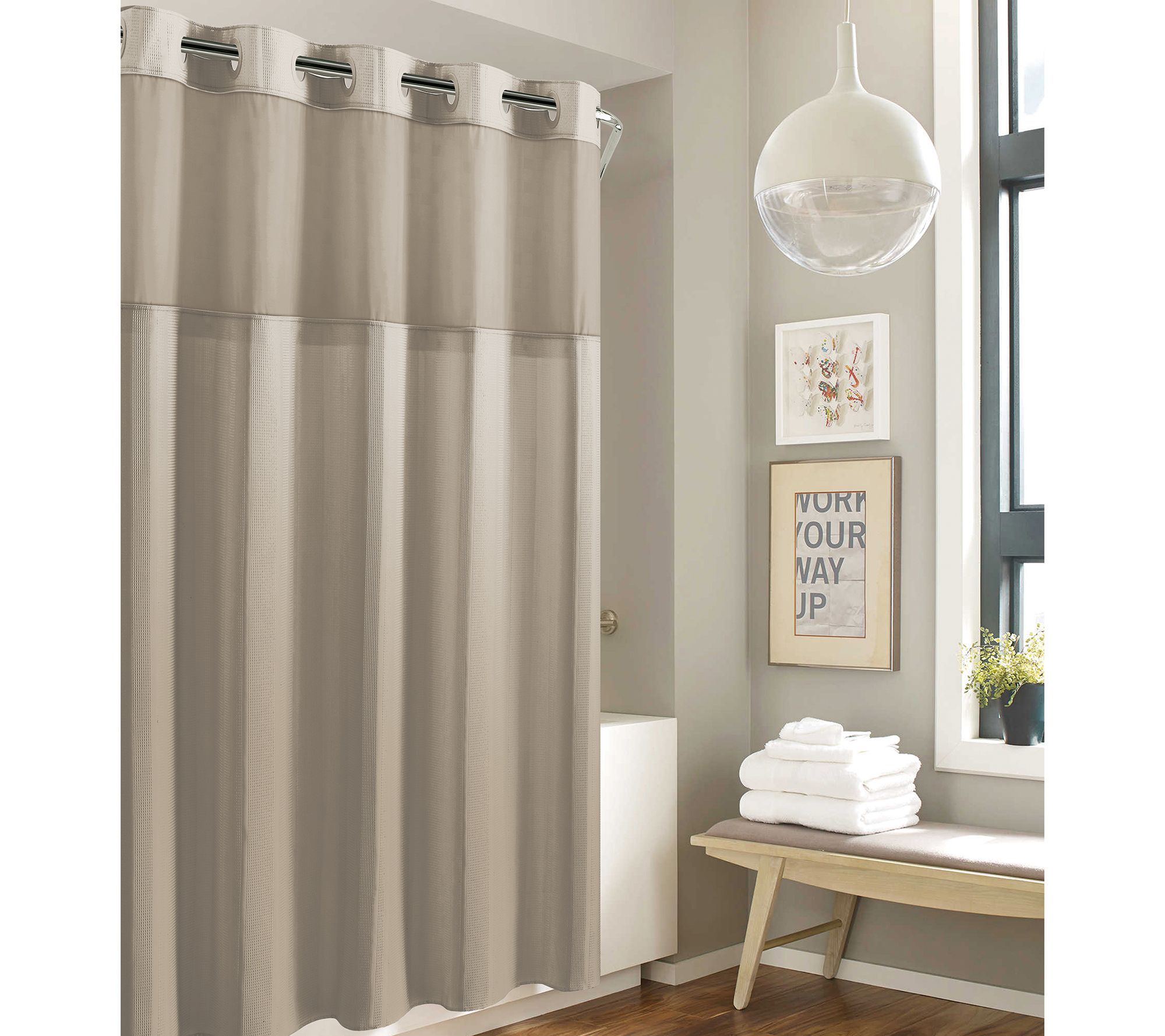 Hookless Striped Waffle Shower Curtain