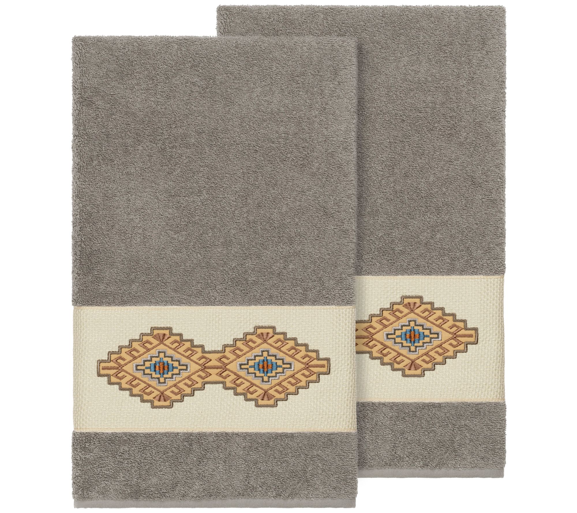 Linum Home Textiles Gianna 2PC Embellished BathTowel Set