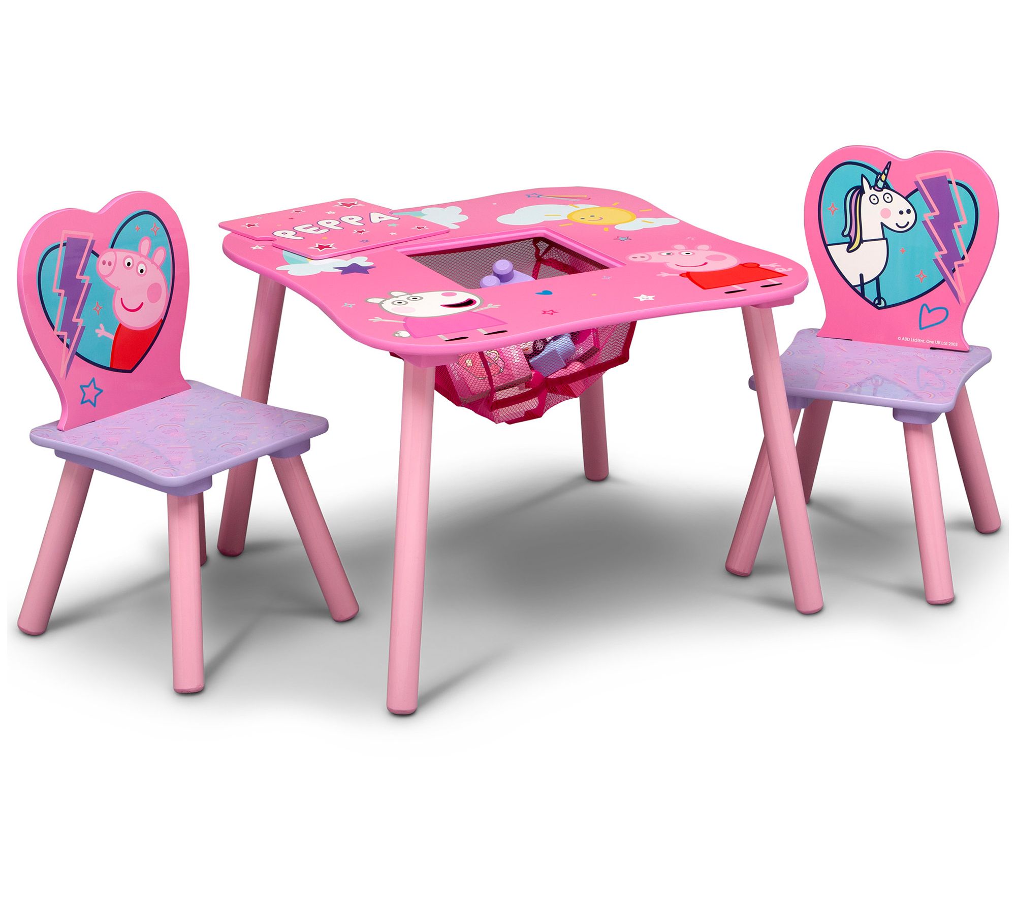 【首都圏限定納品】peppa pig ペッパピッグ テーブル＆チェアセット Peppa Pig Table and Chair Set with Storage by Delta Children - QVC.com
