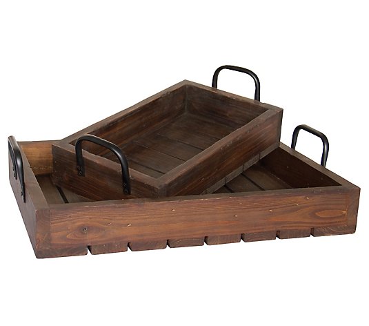 Stained Wood Rustic Tray Set by Sincere Surroundings.