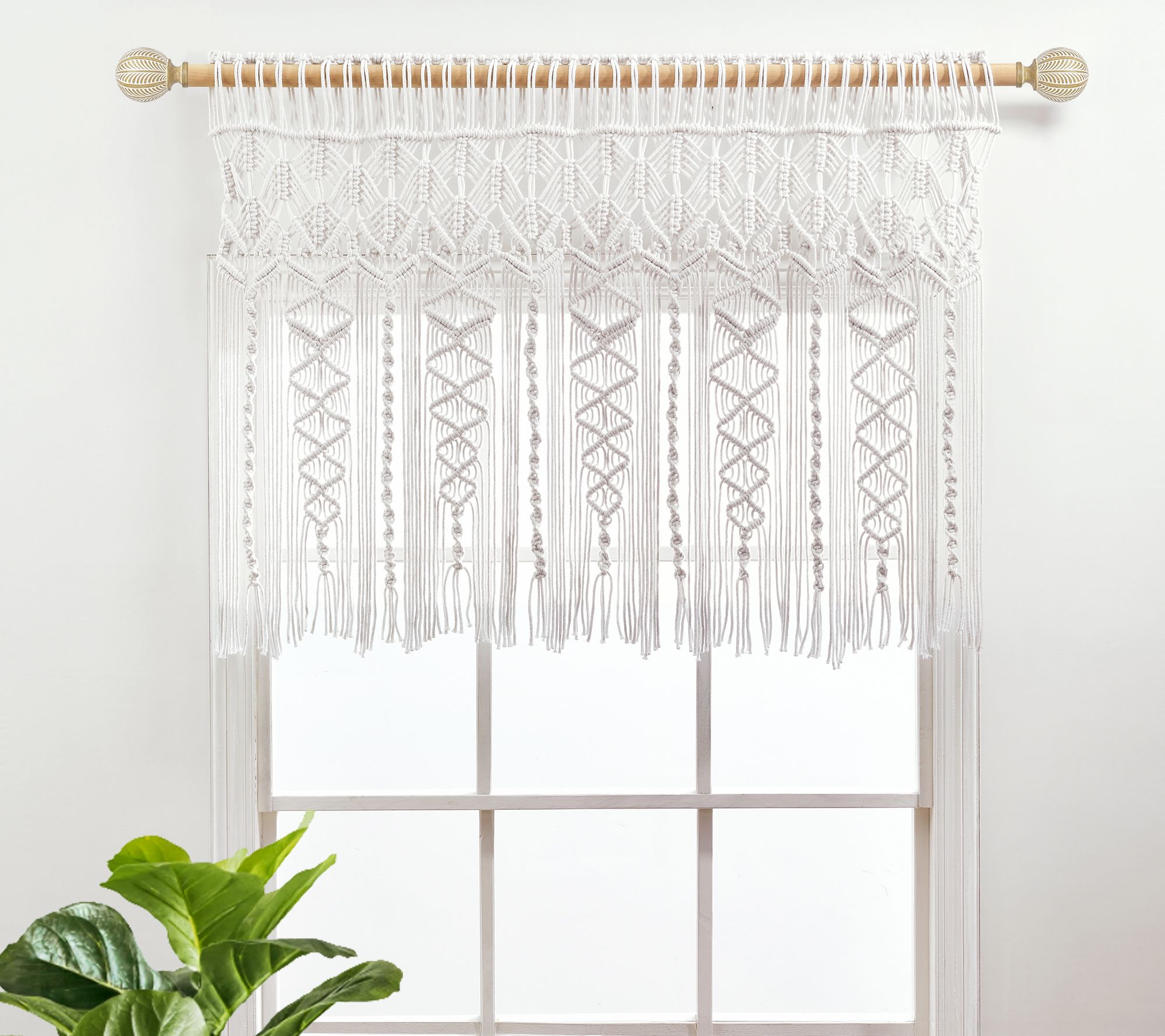 Boho Macrame Textured Cotton Valance/Wall Decorby Lush Decor