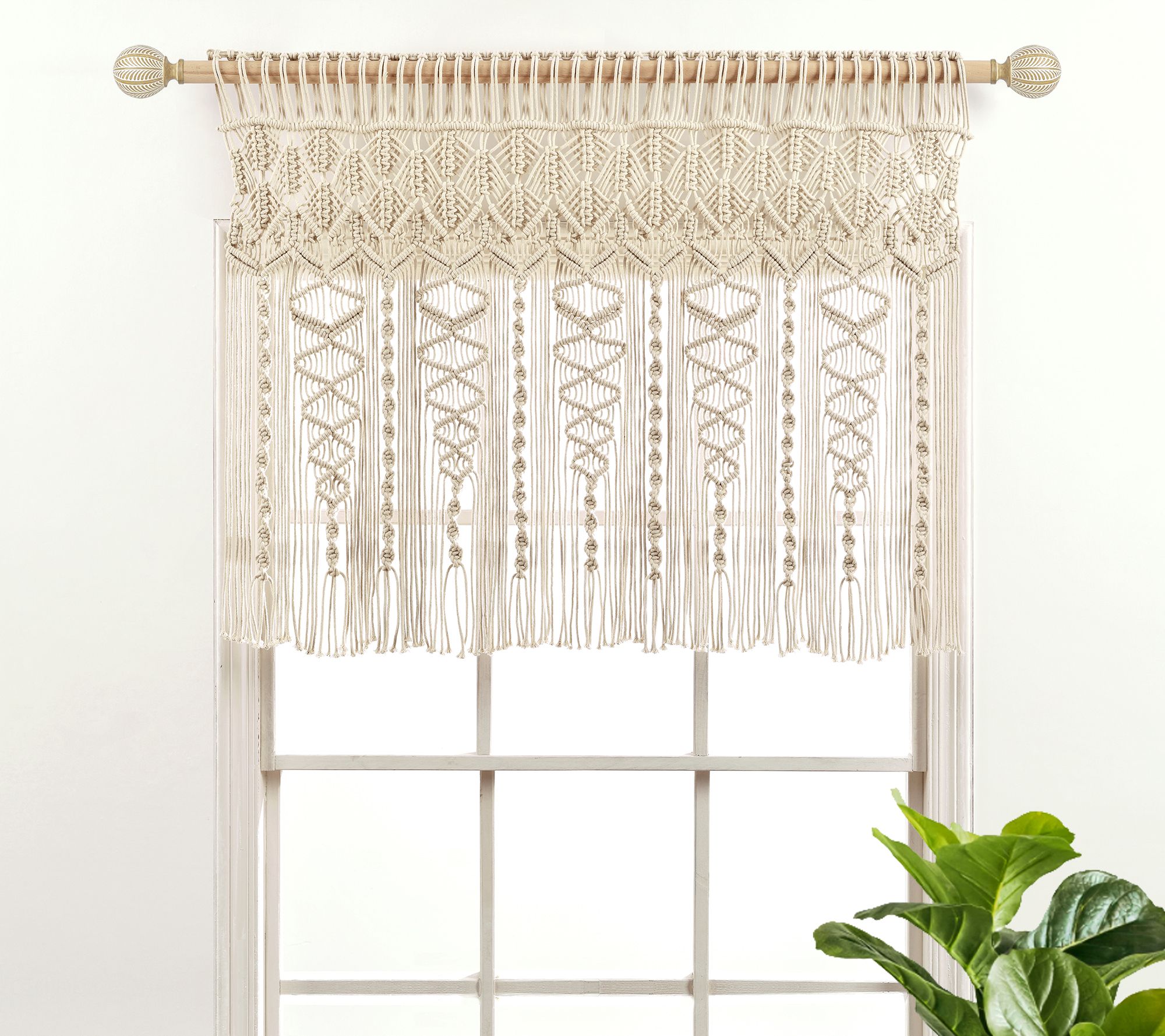 Boho Macrame Textured Cotton Valance/Wall Decorby Lush Decor