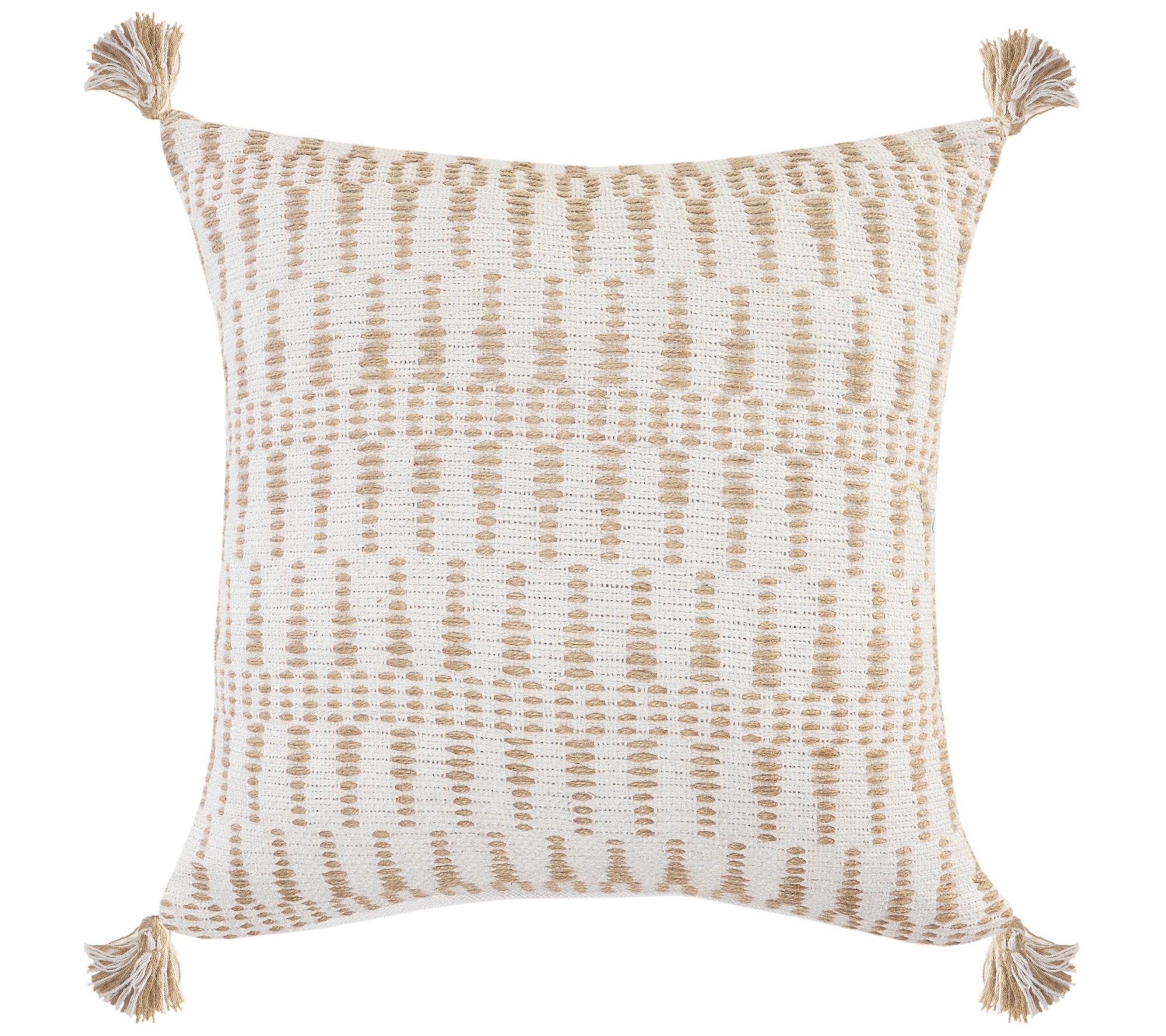 Ox Bay Jute Geometric and Tasseled Throw Pillow - QVC.com