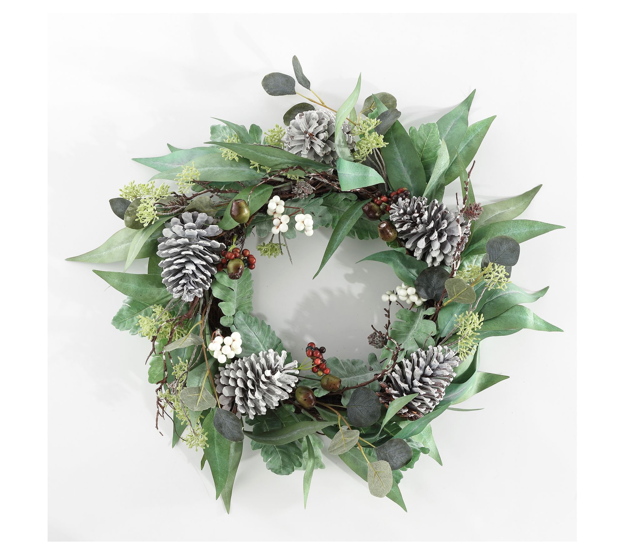 Safavieh Faux 24" Eucalyptus & Berries Wreath W / Pine Cones