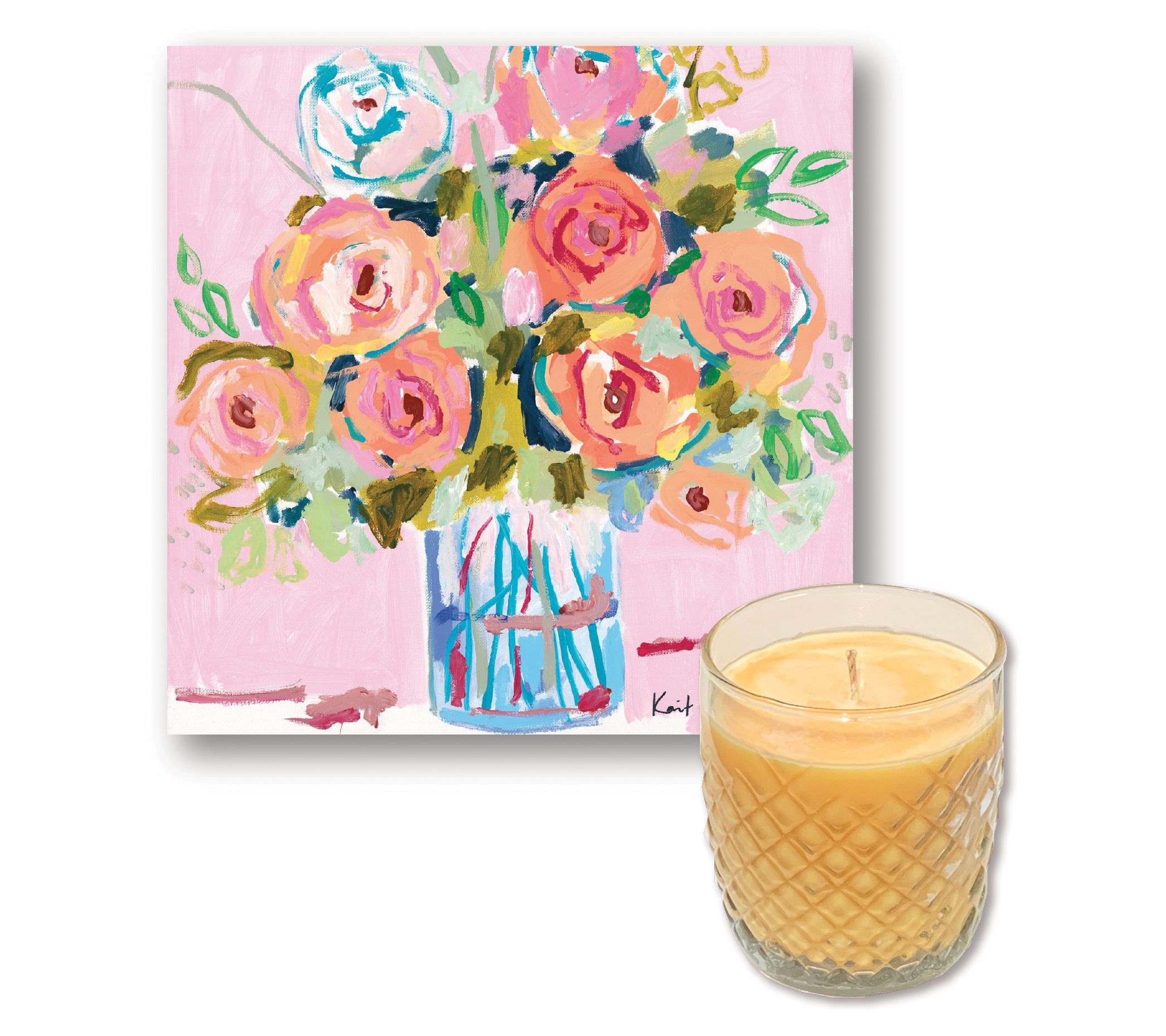 Courtside Dreaming Ballet Slippers 8x8 Art Board & 9 oz Candle