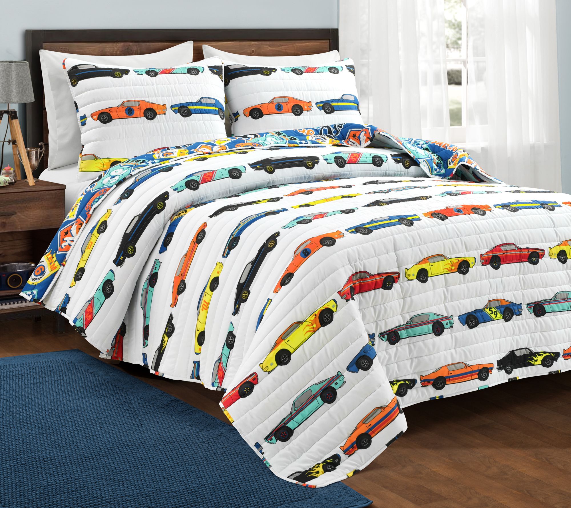Lush Decor Race Cars Twin 2-Piece Reversible Quilt Set