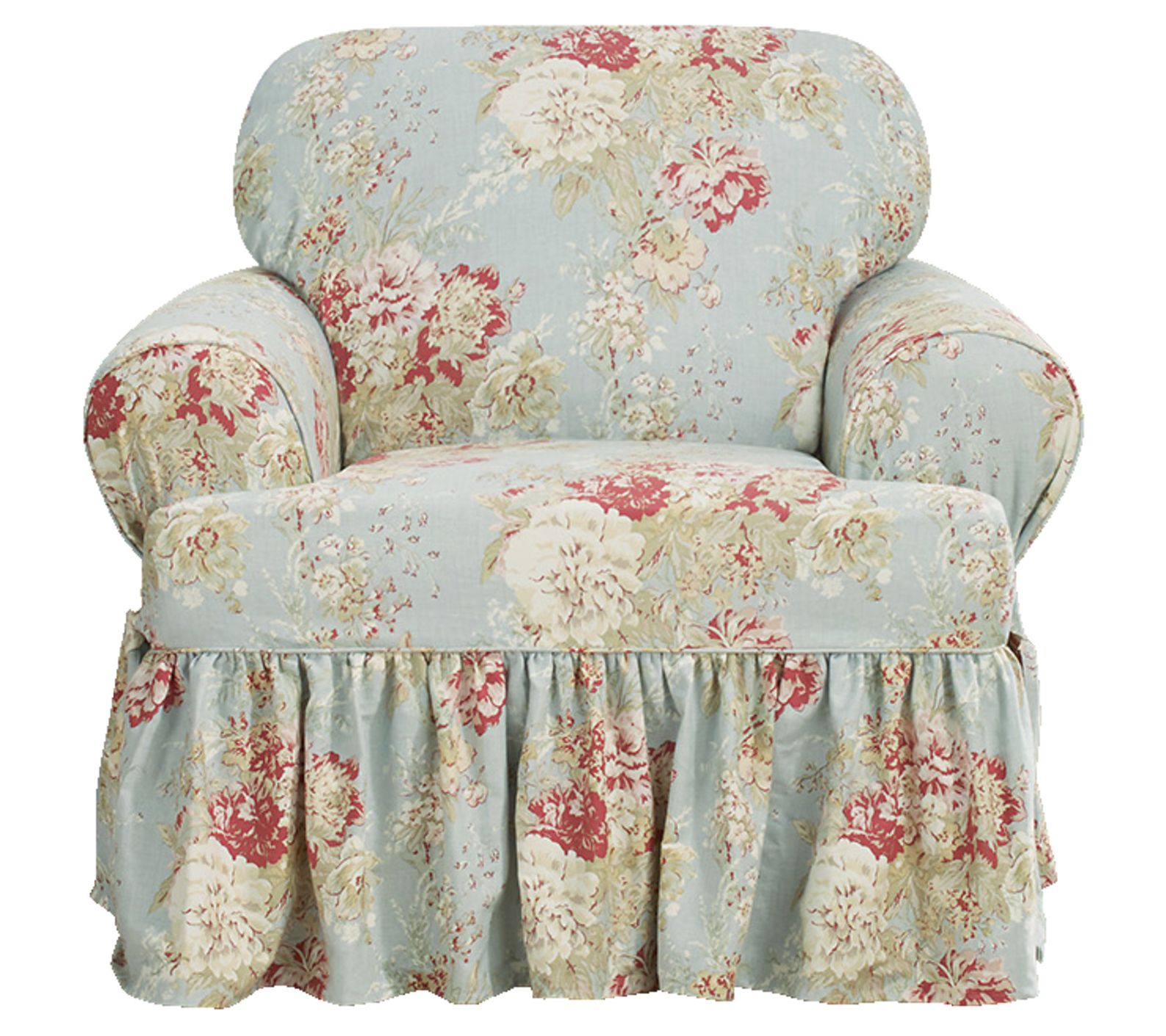 Waverly Ballad Bouquet 1 Piece T Cushion Chair Slipcover QVC