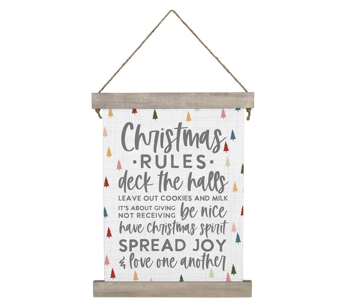 Sincere Surroundings 27.5" Christmas Rules Hang ing Canvas