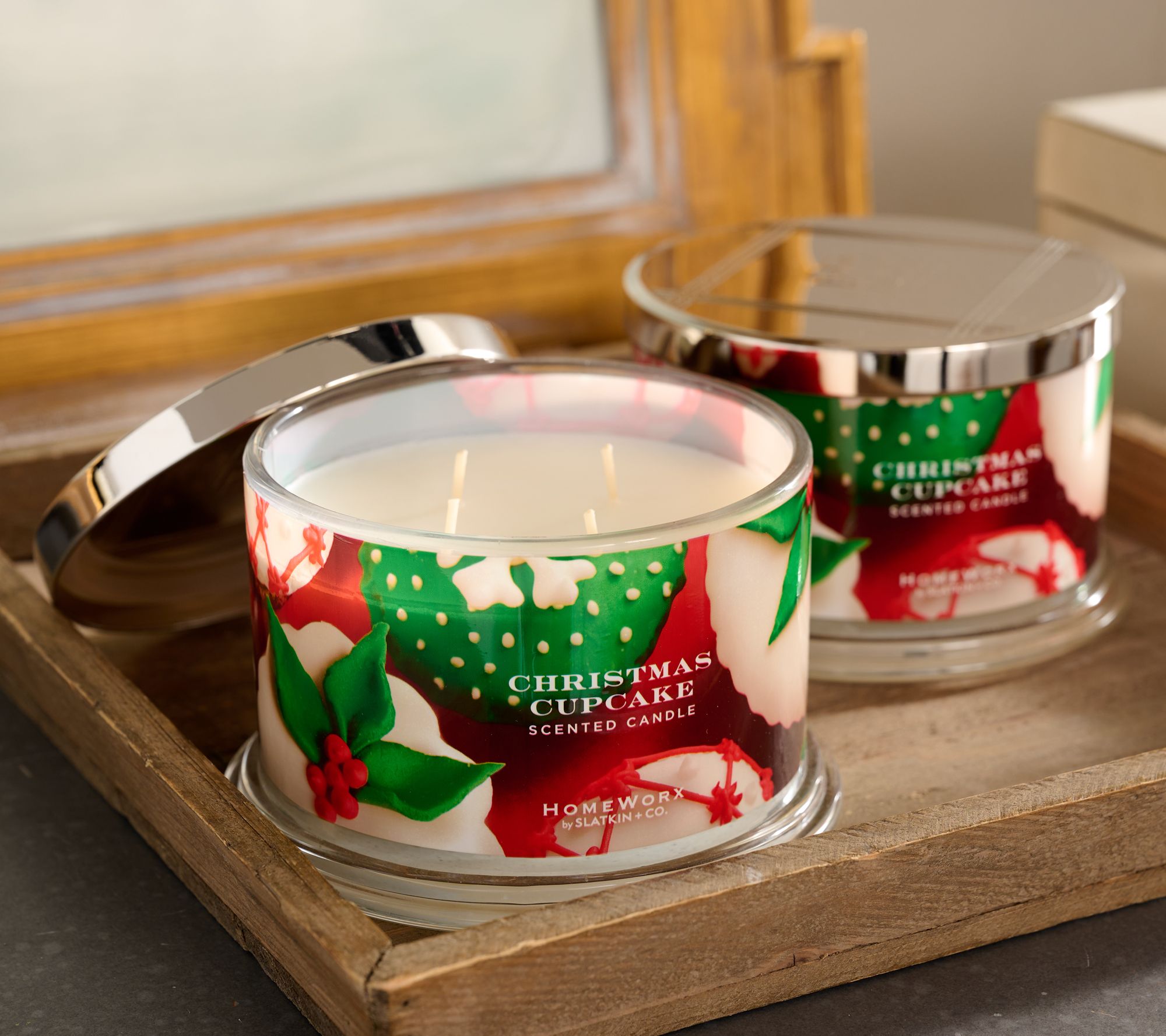 HomeWorx by Slatkin & Co. Set of 2 18oz Christmas Cupcake Candles - QVC.com