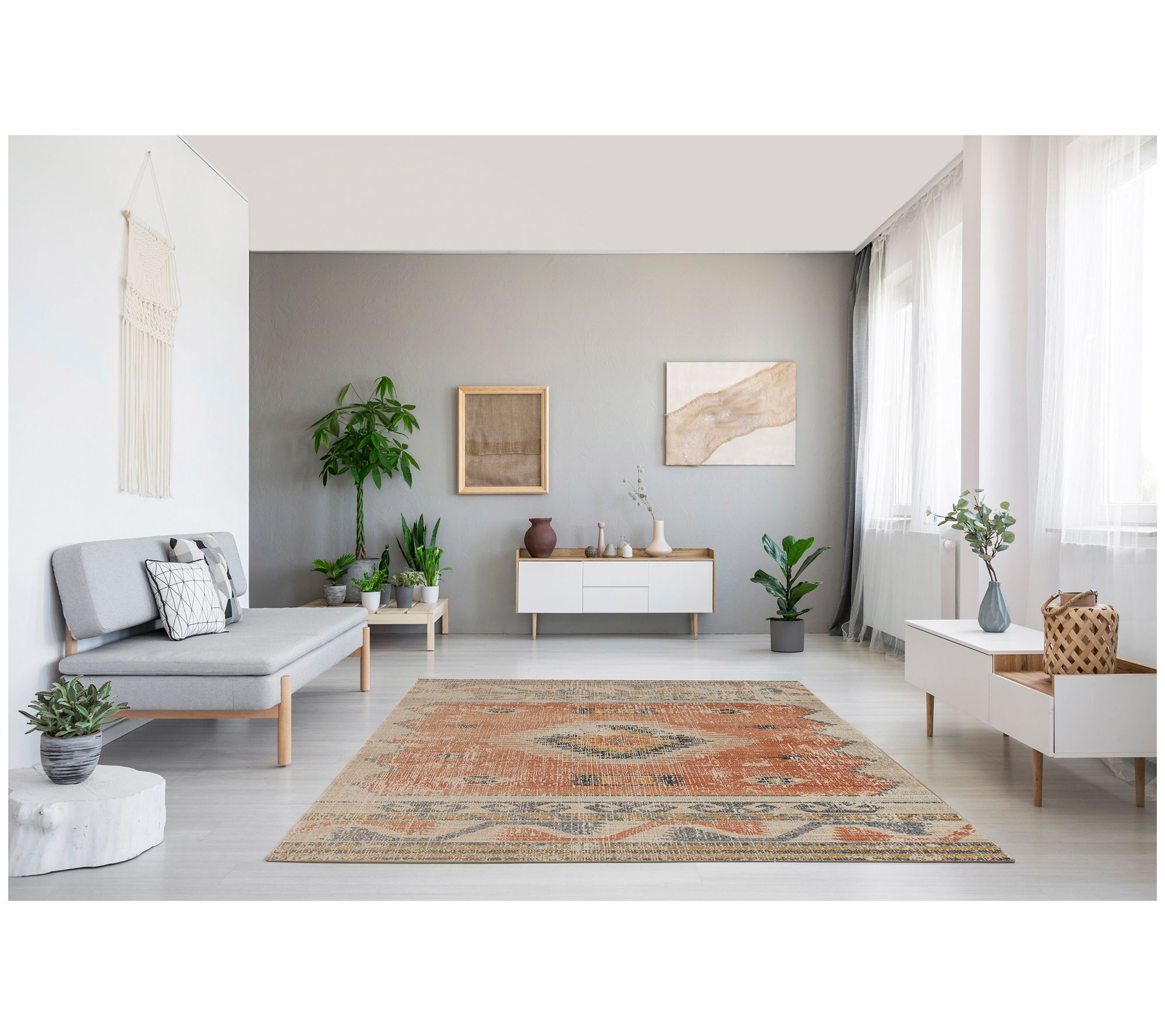 Linon Home Decor Pinnacle Barlow Ivory and Rust8'x10' Rug