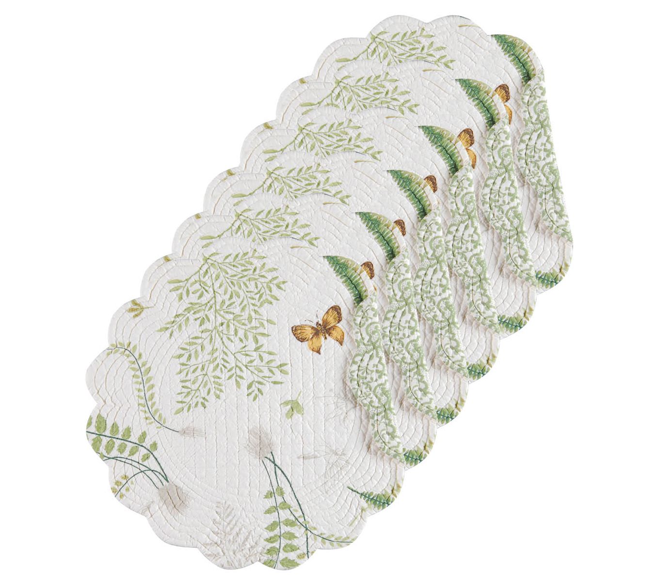 Althea Floral Set of 6 Round Reversible Placema ts by Valerie
