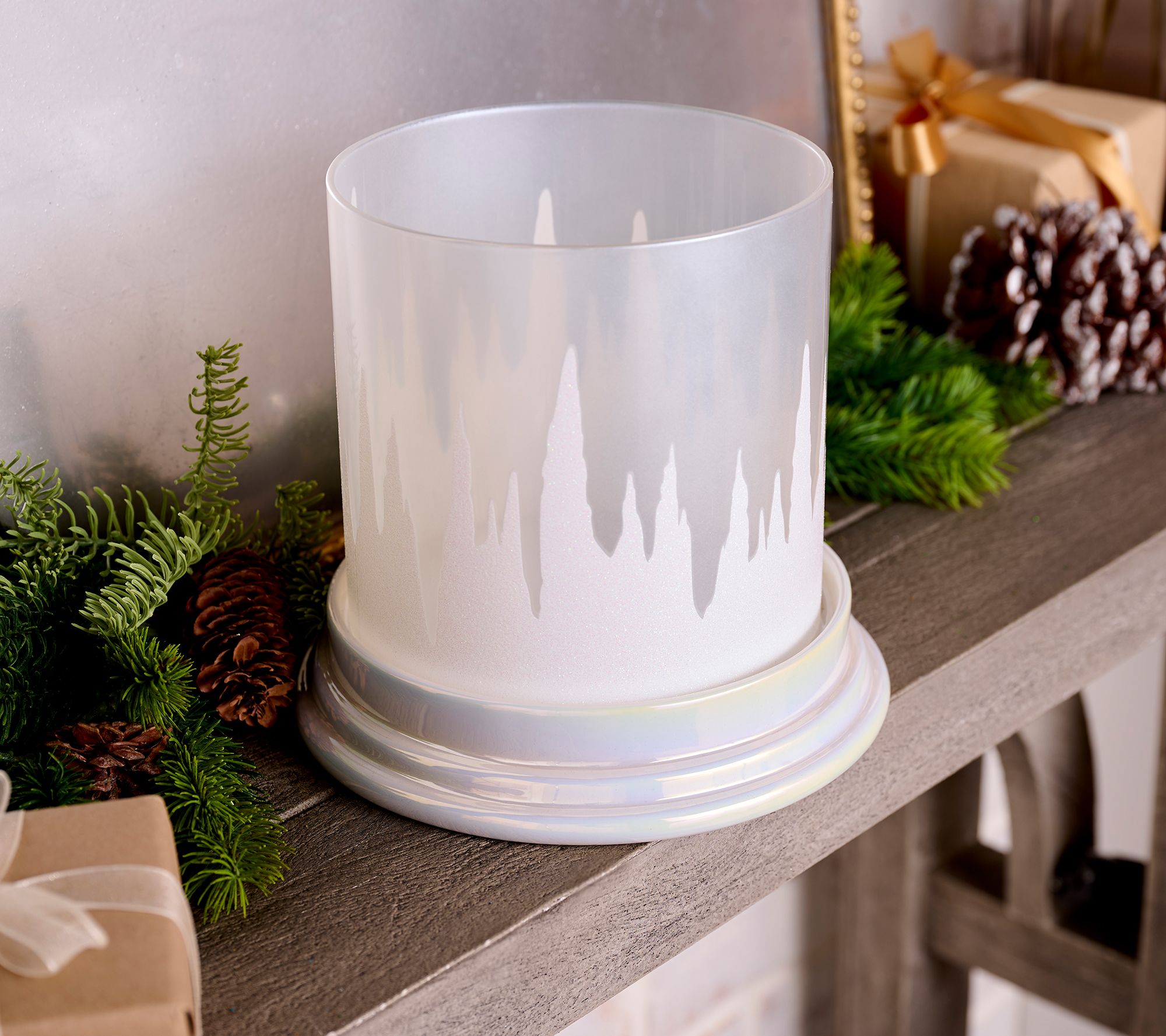 HomeWork by Slatkin + Co. Iridescent Icicle Glass Hurricane