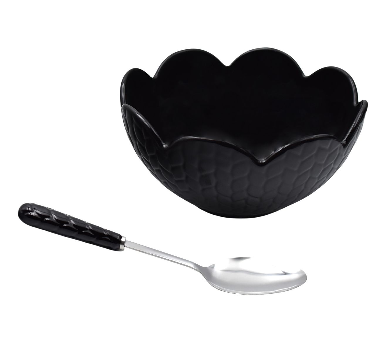 Temp-tations Carved Willow 3-qt Scalloped Serving Bowl with Spoon