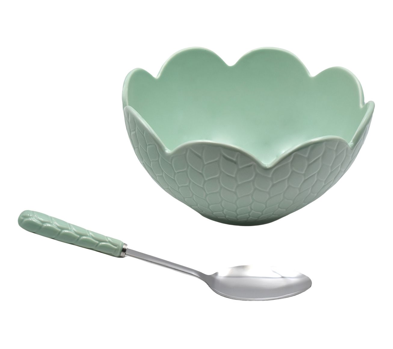 Temp-tations Carved Willow 3-qt Scalloped Serving Bowl with Spoon