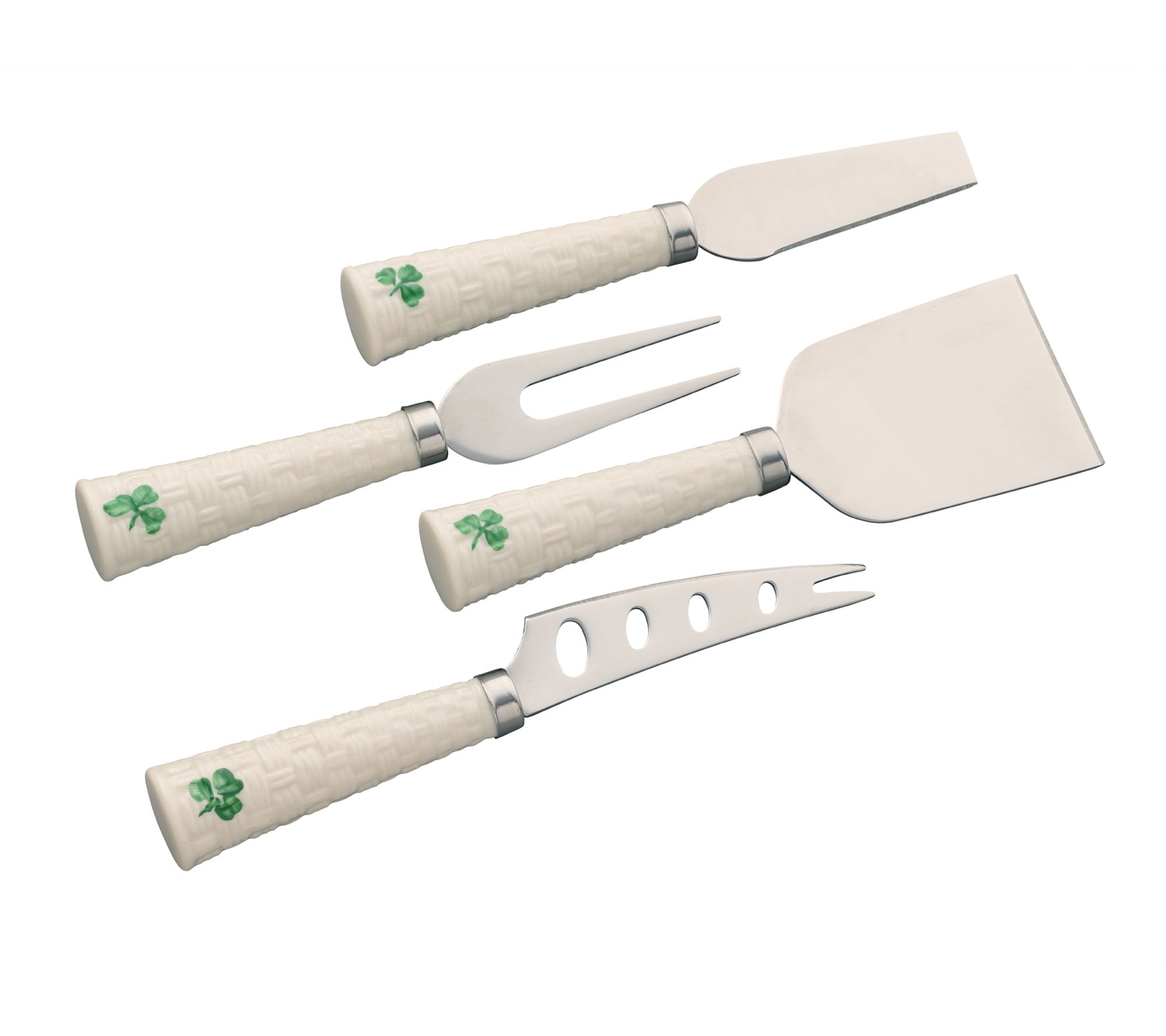 Belleek Pottery Classic Shamrock Set of 4 Cheese Knives