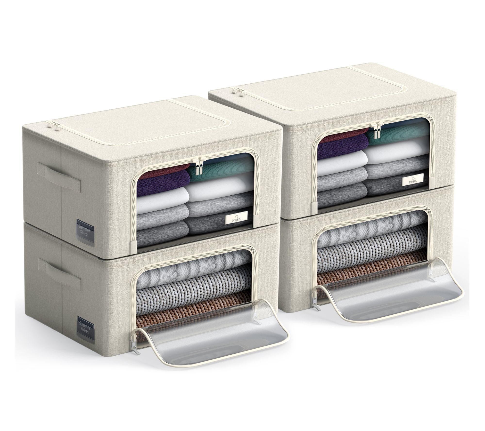 Sorbus Stackable Storage Bins with Metal Frame4 Pack