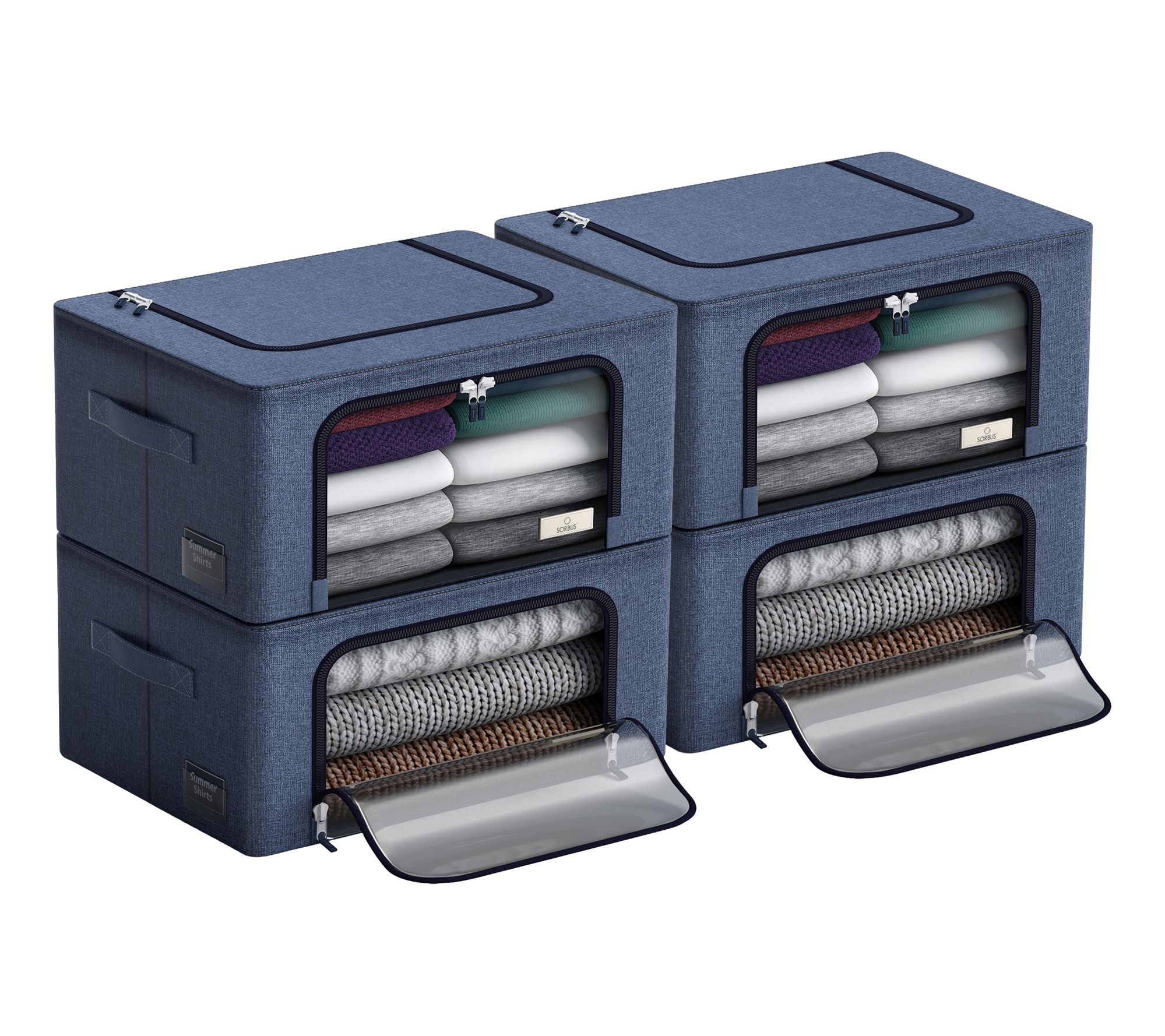 Sorbus Stackable Storage Bins with Metal Frame4 Pack