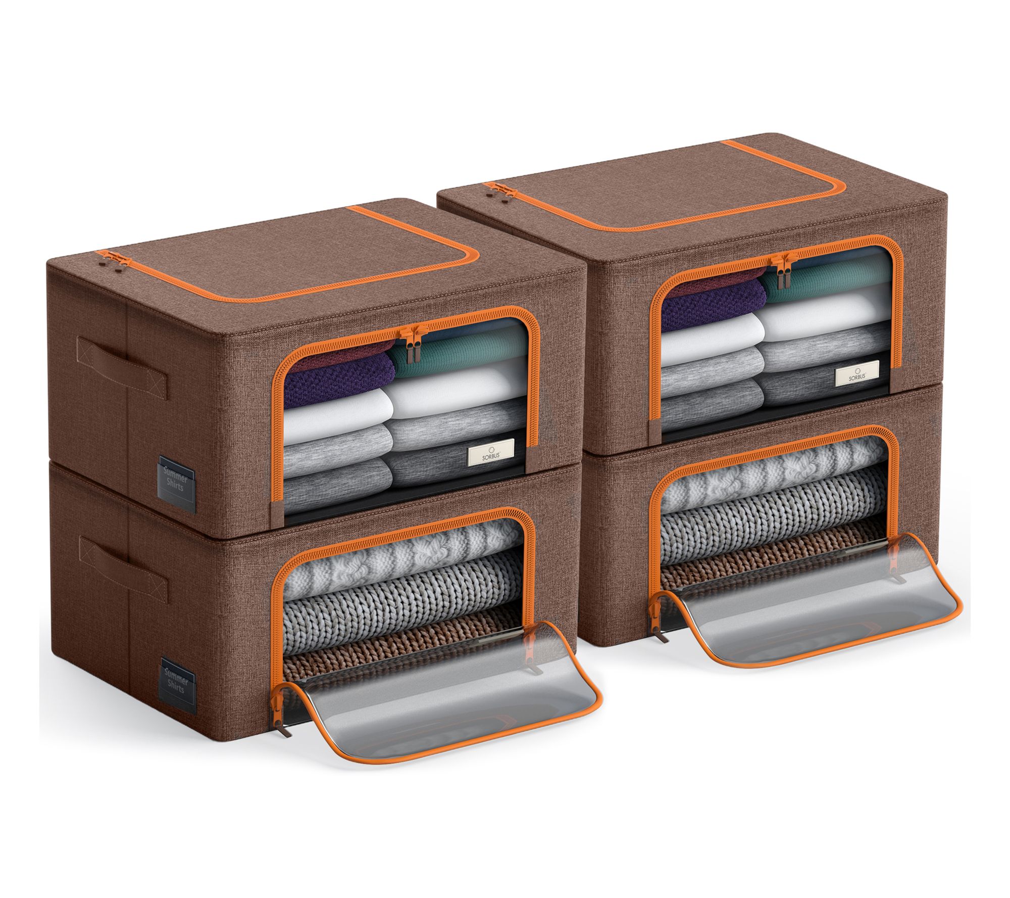 Sorbus Stackable Storage Bins with Metal Frame4 Pack