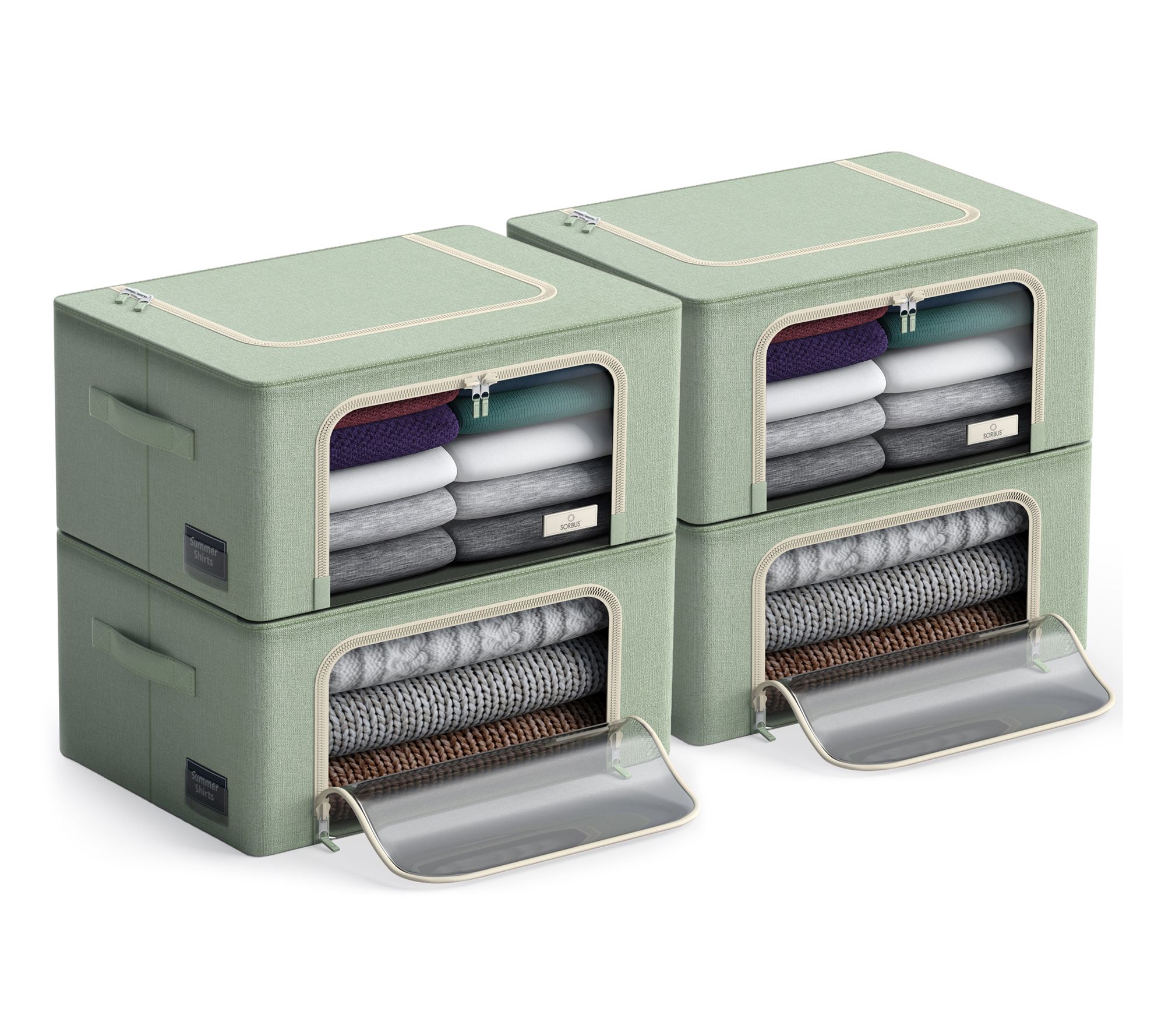 Sorbus Stackable Storage Bins with Metal Frame4 Pack