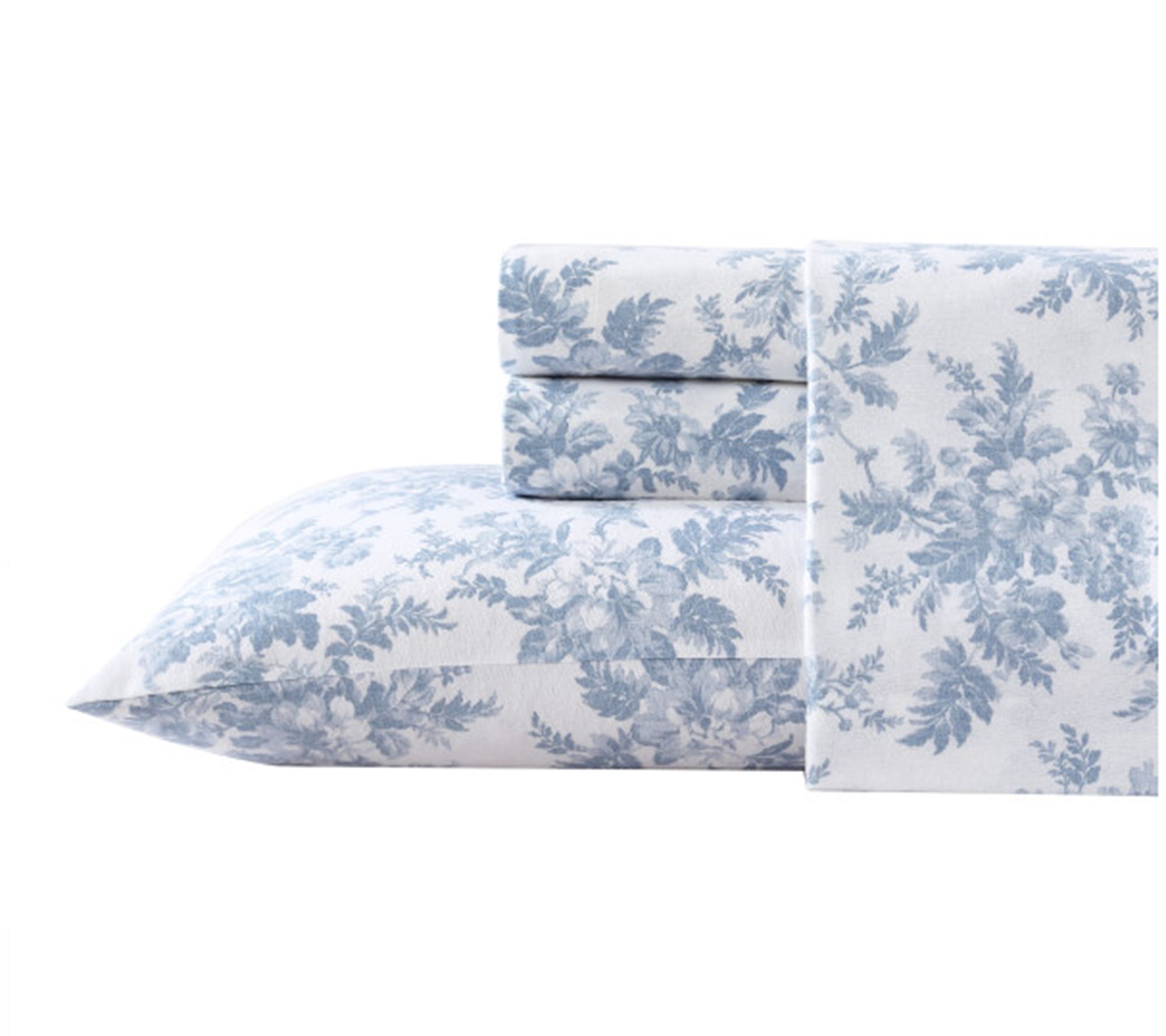 Laura Ashley Vanessa Blue Full Flannel Sheet Set