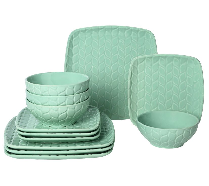 Temp-tations Carved Willow 12-piece Square Dinnerware Set