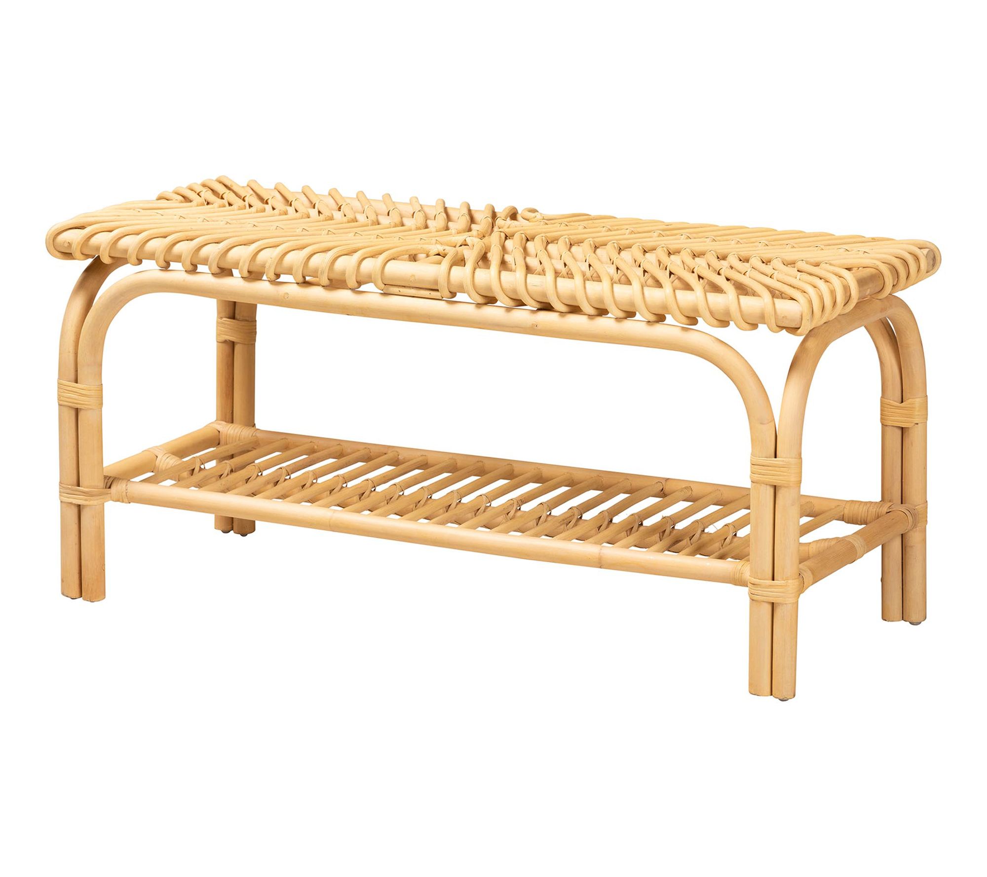 bali & pari Him ari Natural Bro wn Rattan Accen t Bench