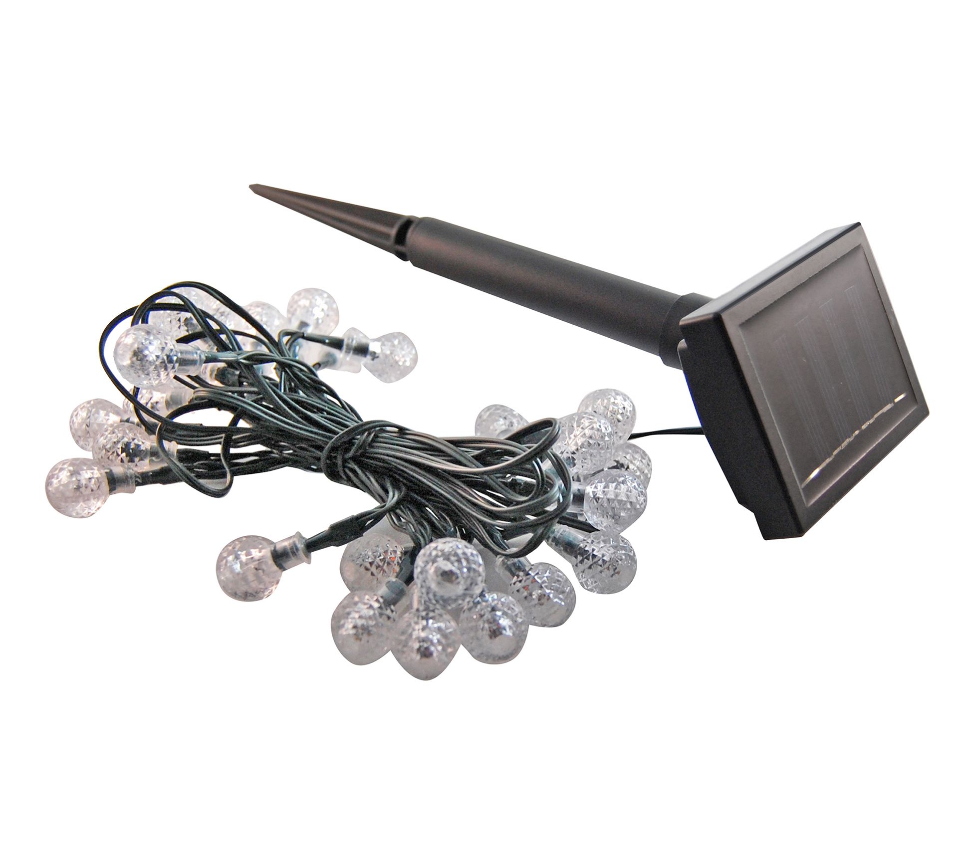 LumaBase Solar Powered String Lights with Faceted Balls- White