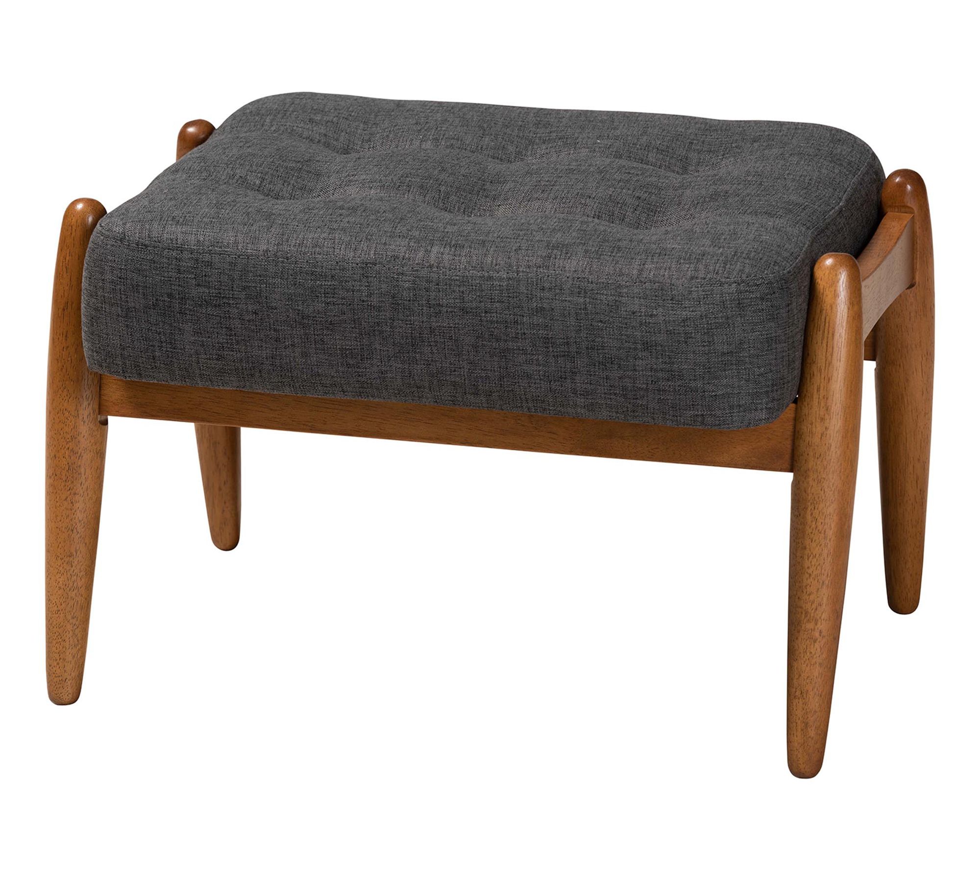 Baxton Studio Jeanine Fabric and Wood Ottoman Footstool