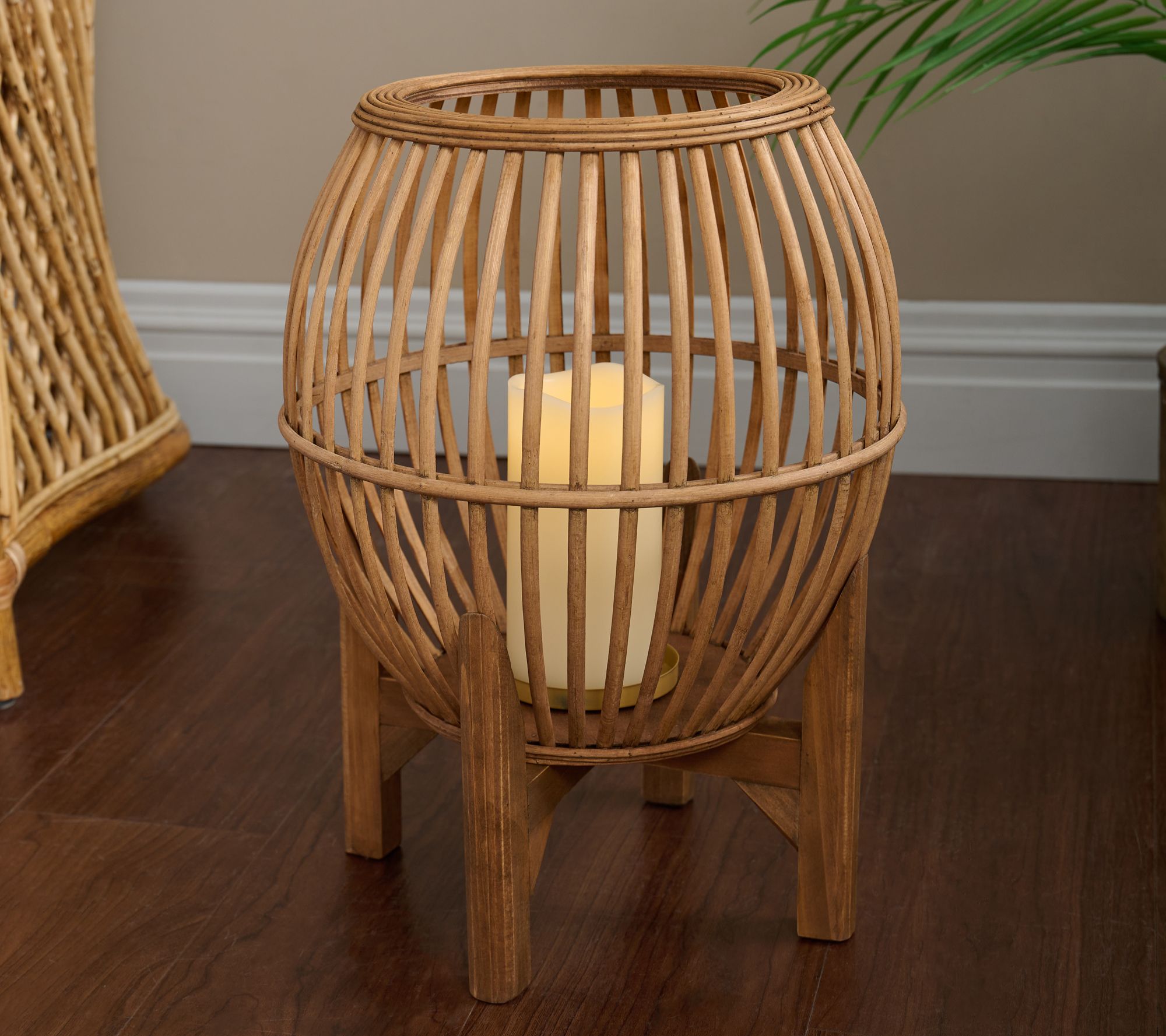 Home Reflections 16" Flameless Bamboo Lantern