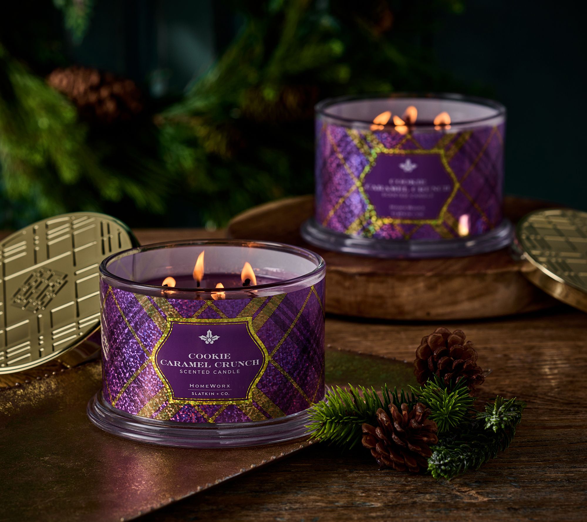 HomeWorx by Slatkin + Co. Set of (2) 18oz Cookie Caramel Crunch Candles