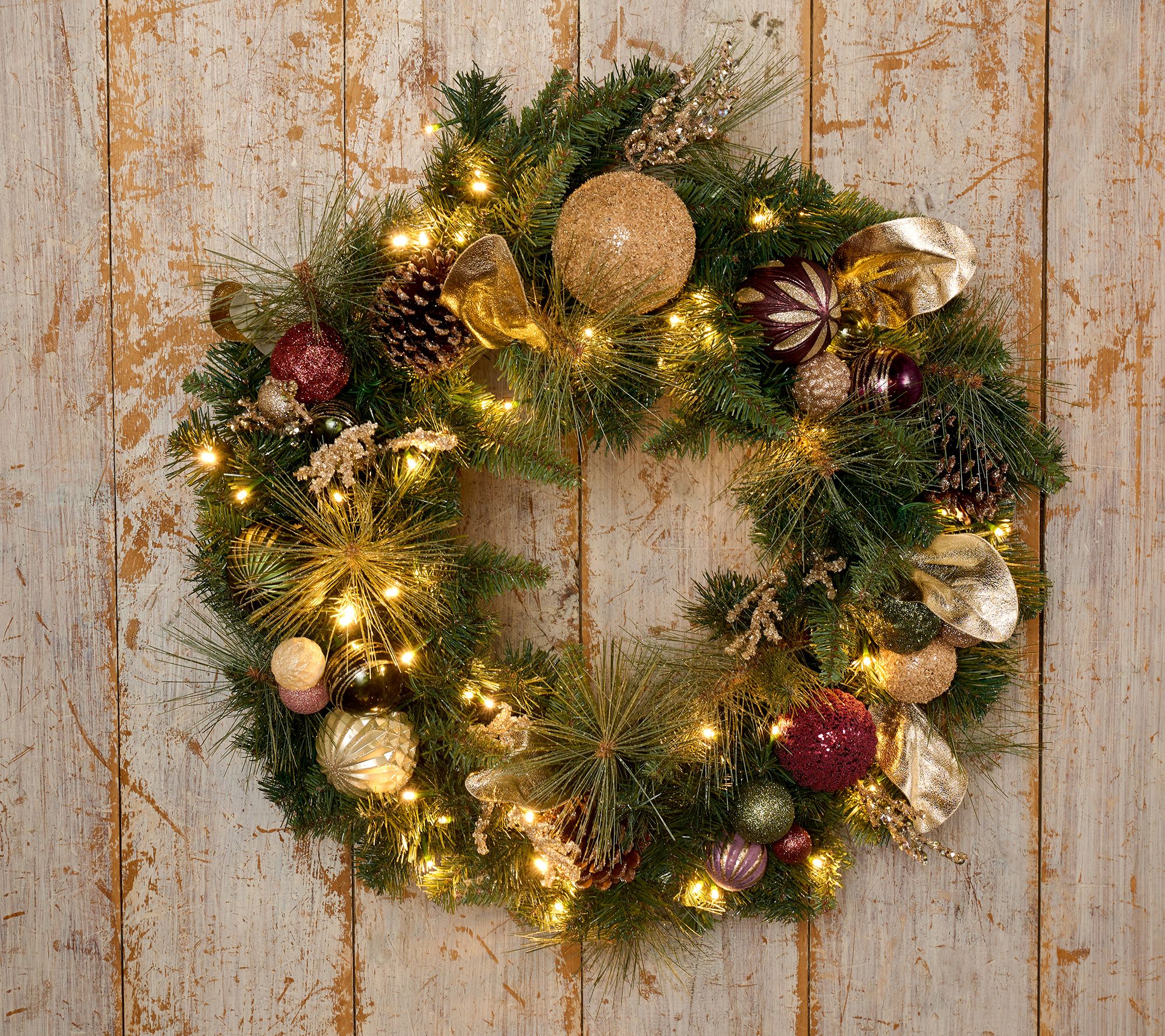 As Is Home Reflections Luxe 28" Lit Holiday Wreath