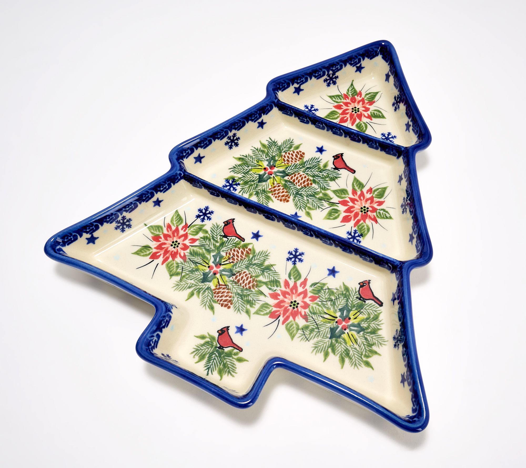 Lidia's Polish Pottery Divided Christmas Tree Platter