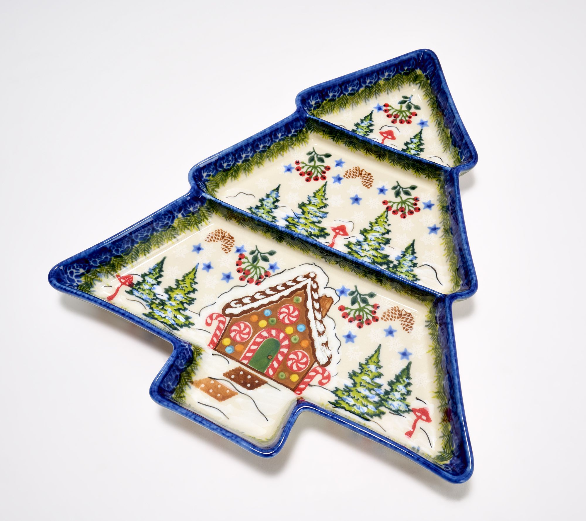 Lidia's Polish Pottery Divided Christmas Tree Platter