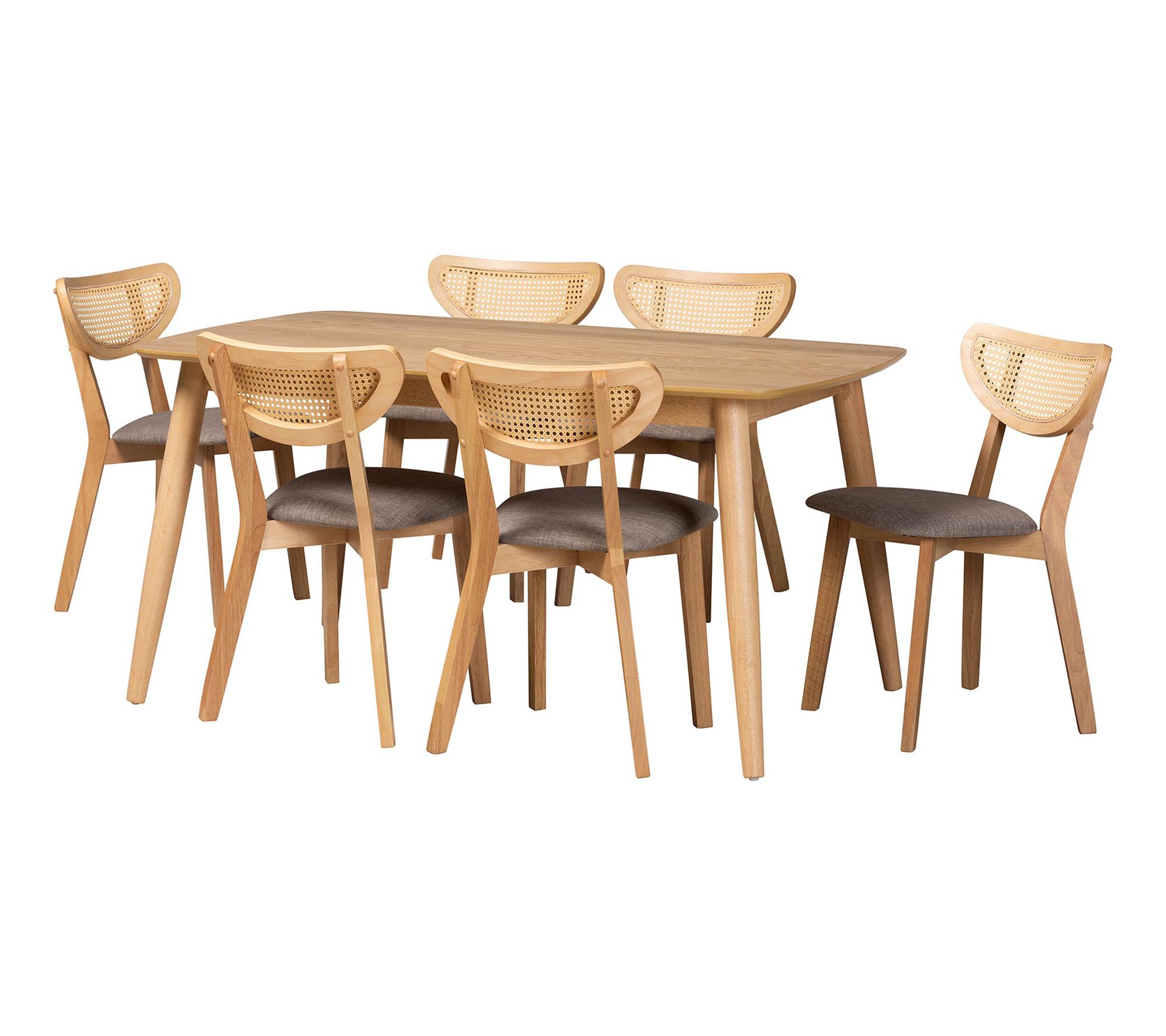 Baxton Studio Dannell Fabric and Wood 7-Piece Dining Set