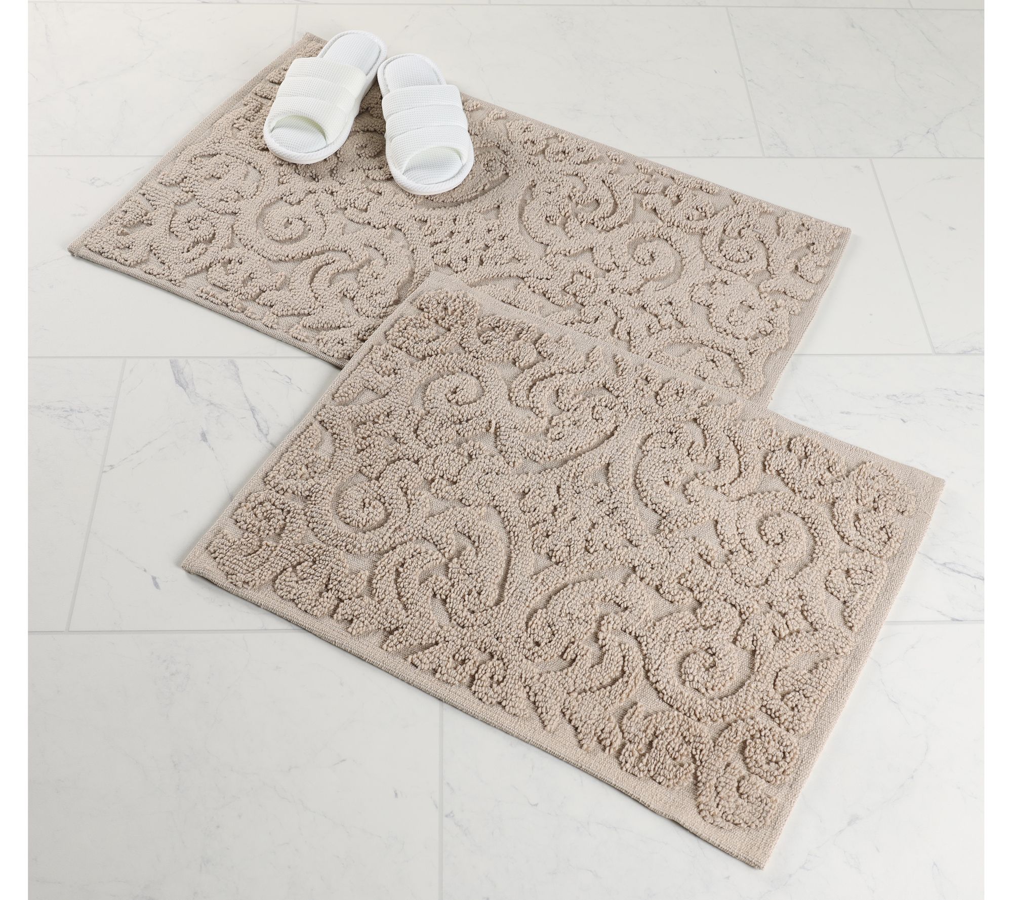 Superior 2 Piece Venere Floral Washable Bath Rug Set, Medium