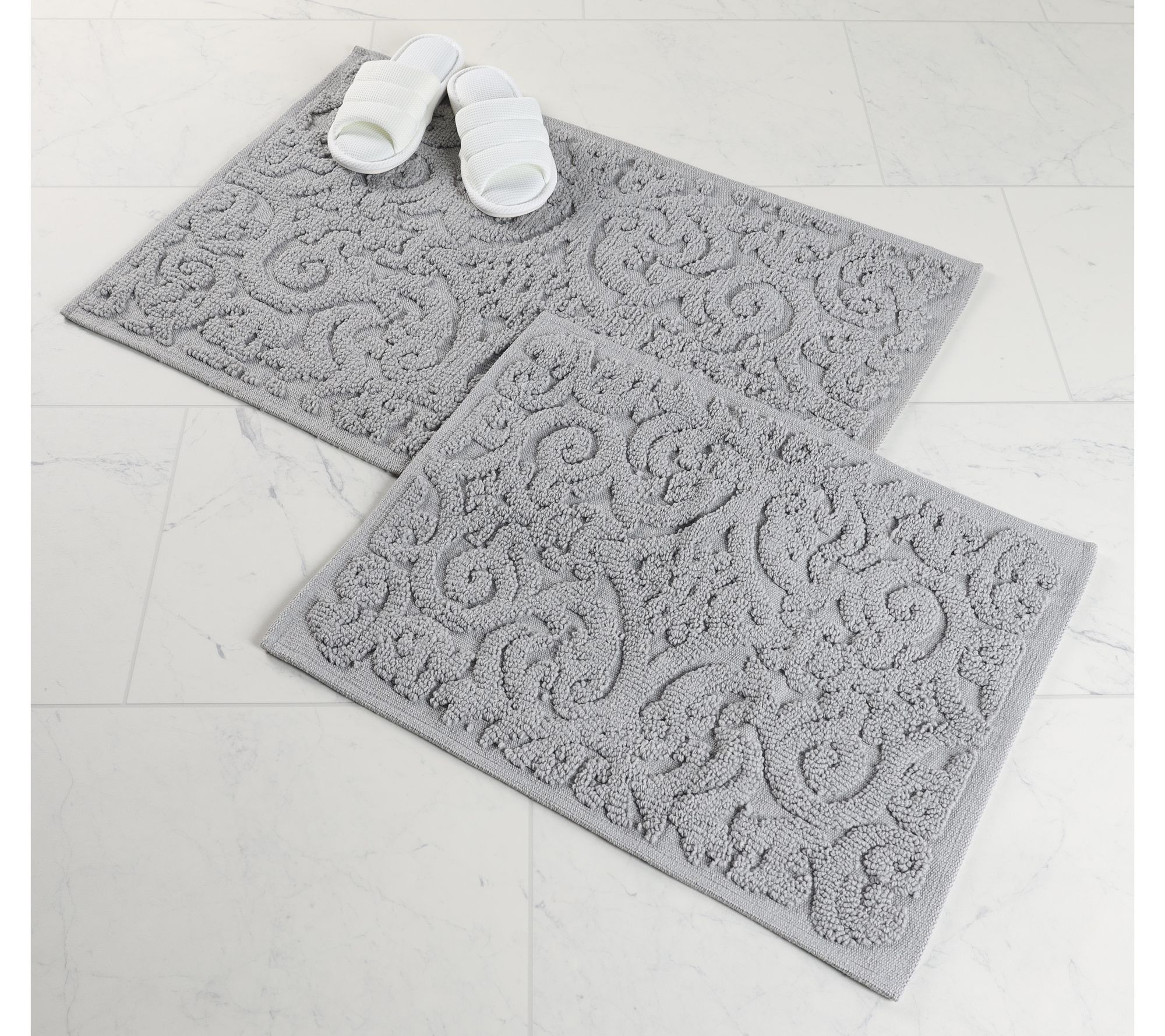 Superior 2 Piece Venere Floral Washable Bath Rug Set, Medium