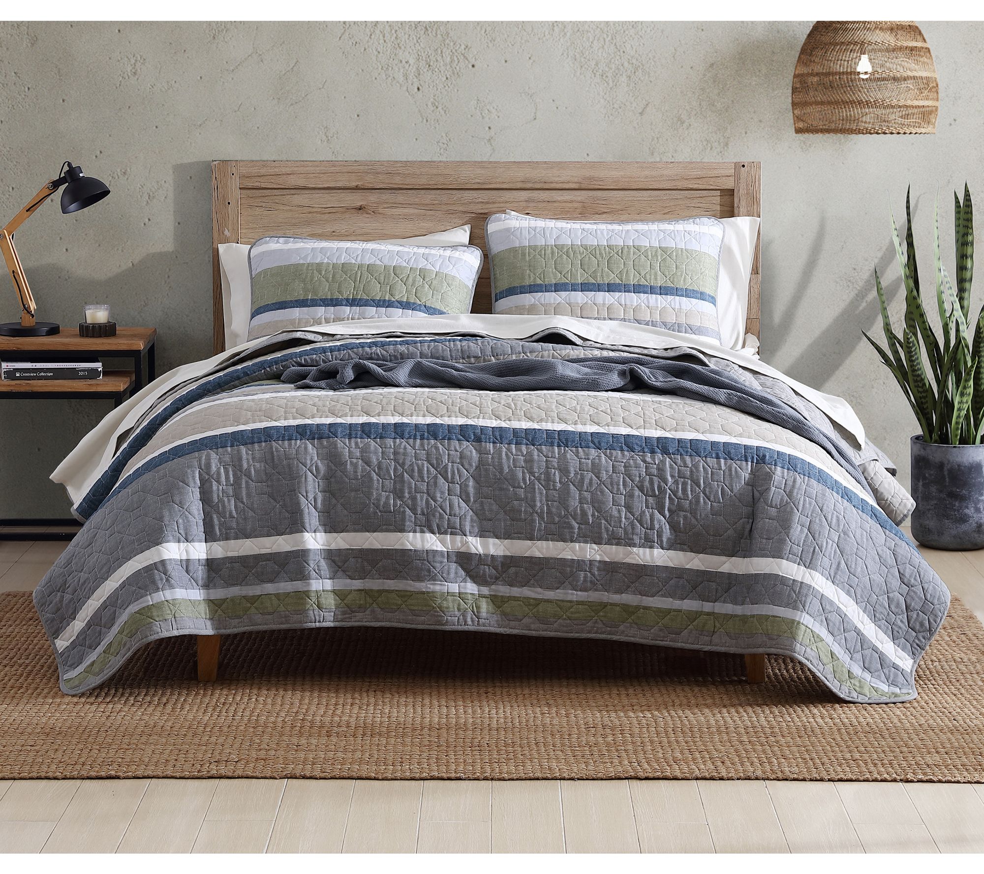 Eddie Bauer Salmon Ladder Khaki-Navy Full/QueenQuilt Sham Set
