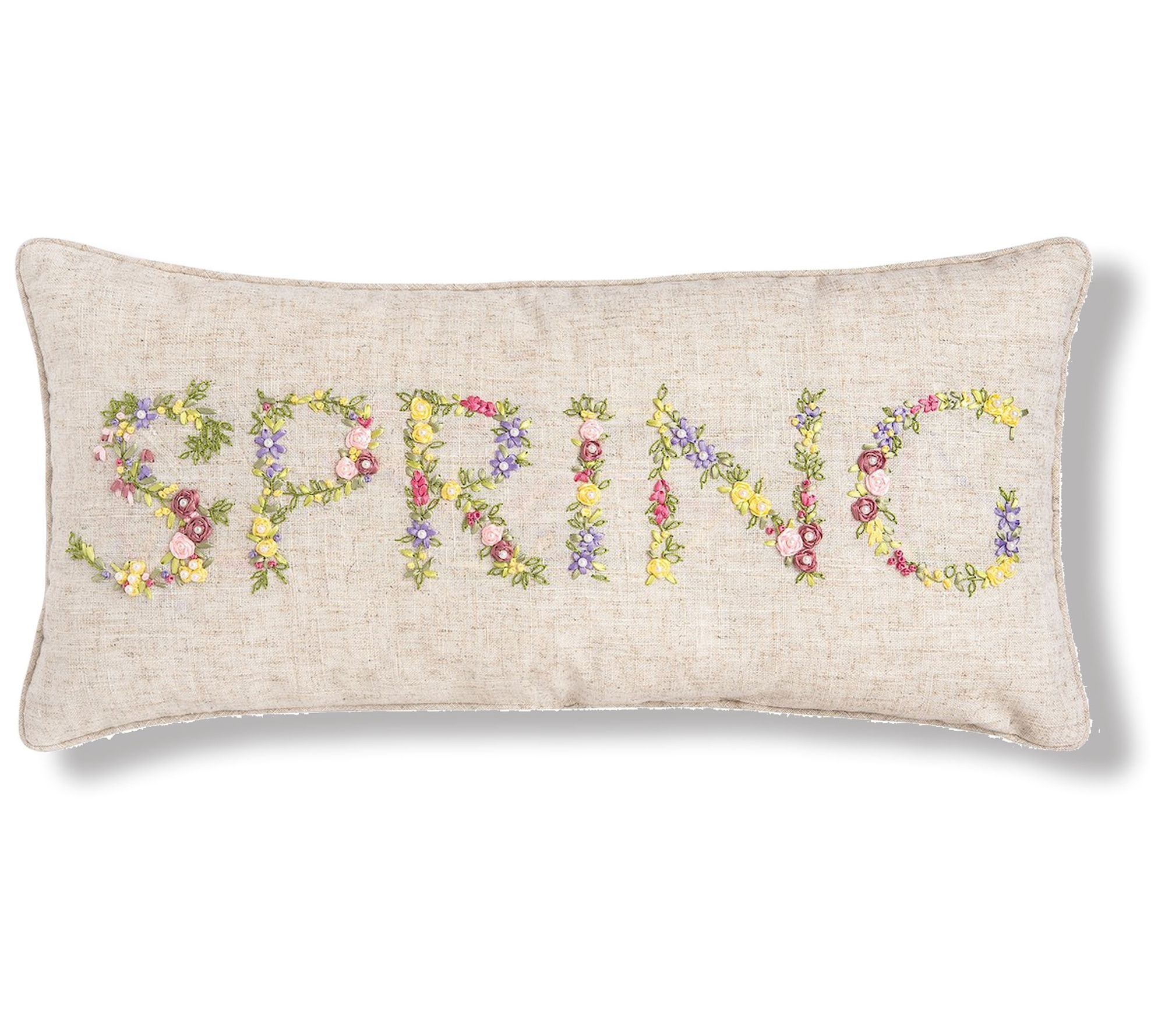 12" x 24" "Spring" Embroidered Pillow by Valerie