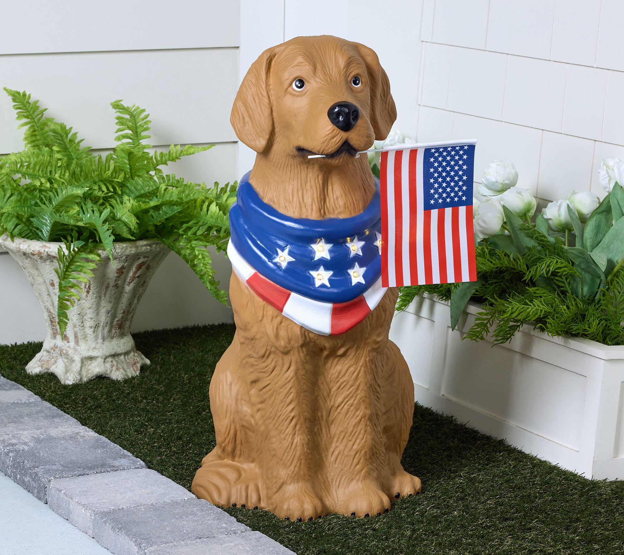 Bethlehem Lights 27" Illuminated Indoor/Outdoor Patriotic Pup