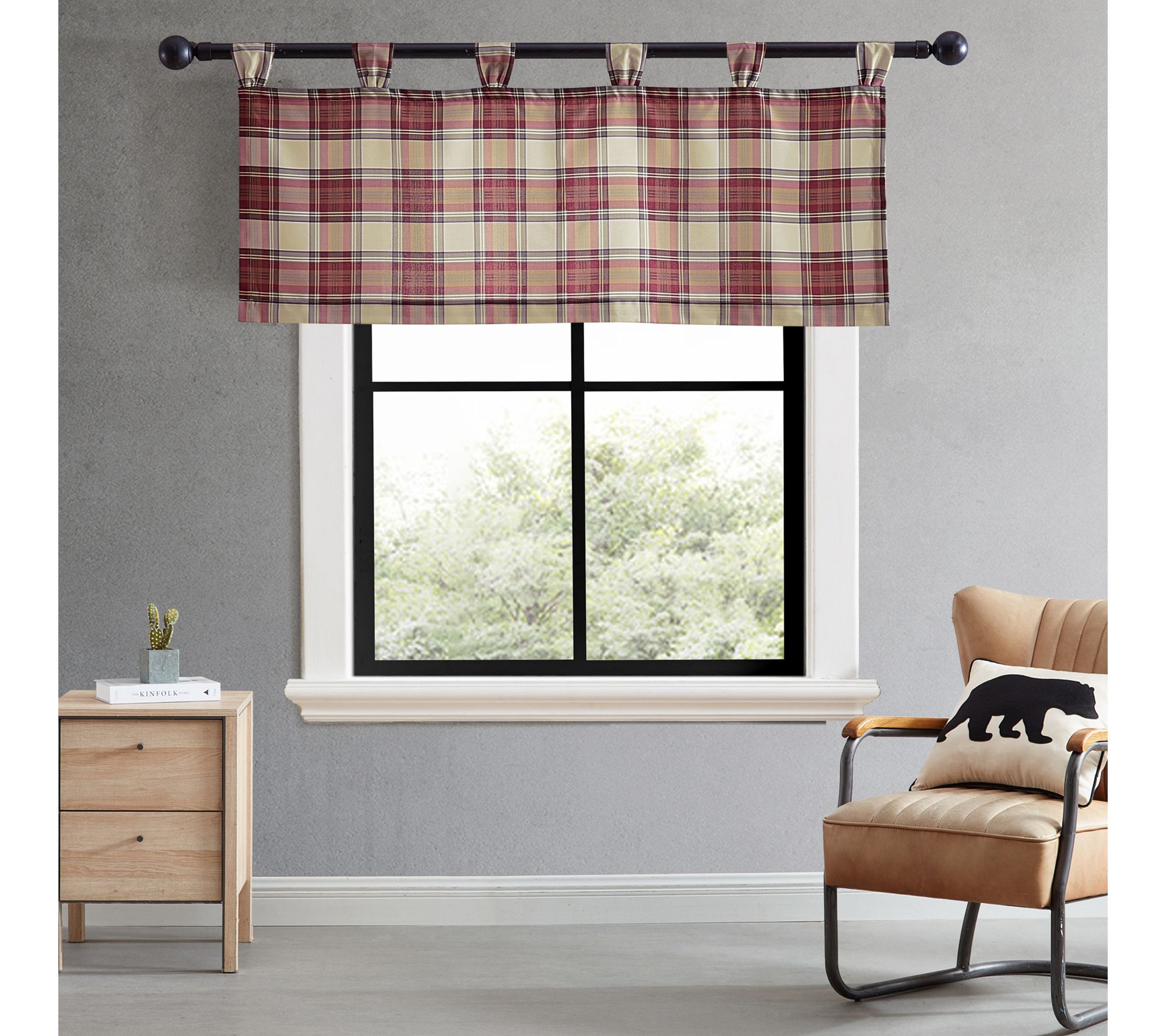 Eddie Bauer Edgewood Plaid Red 50x20 Window Valance