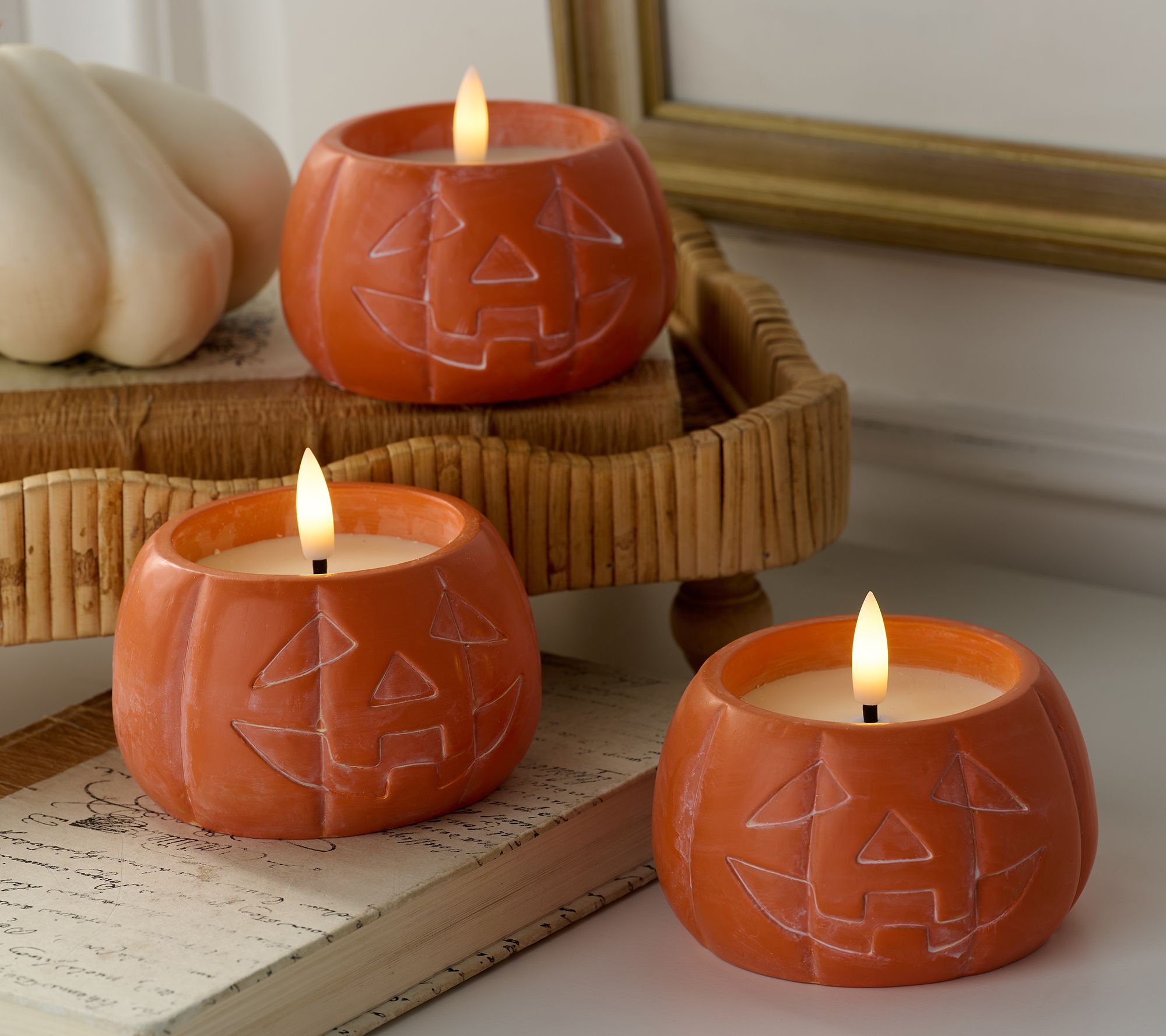 "As Is" Set/3 Mini Pumpkin Luminaries by Valerie